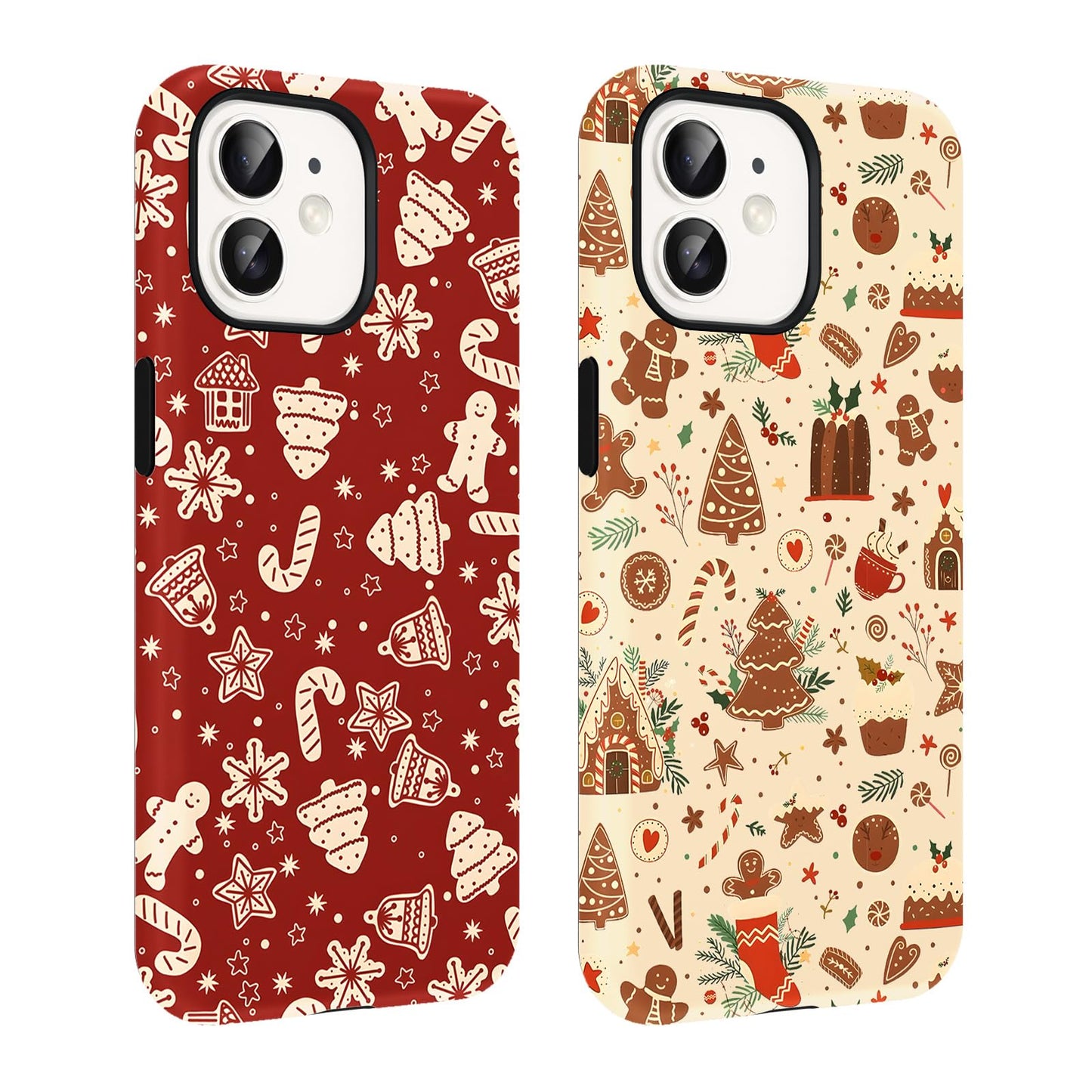 2 Pack Merry Christmas Tree Phone Case for iPhone 13 / iPhone 14 Case 6.1", Cute Xmas Snowflake Pattern Design Phone Cover Hard PC Shockproof Soft TPU Matte Protection Funda for Girls Women