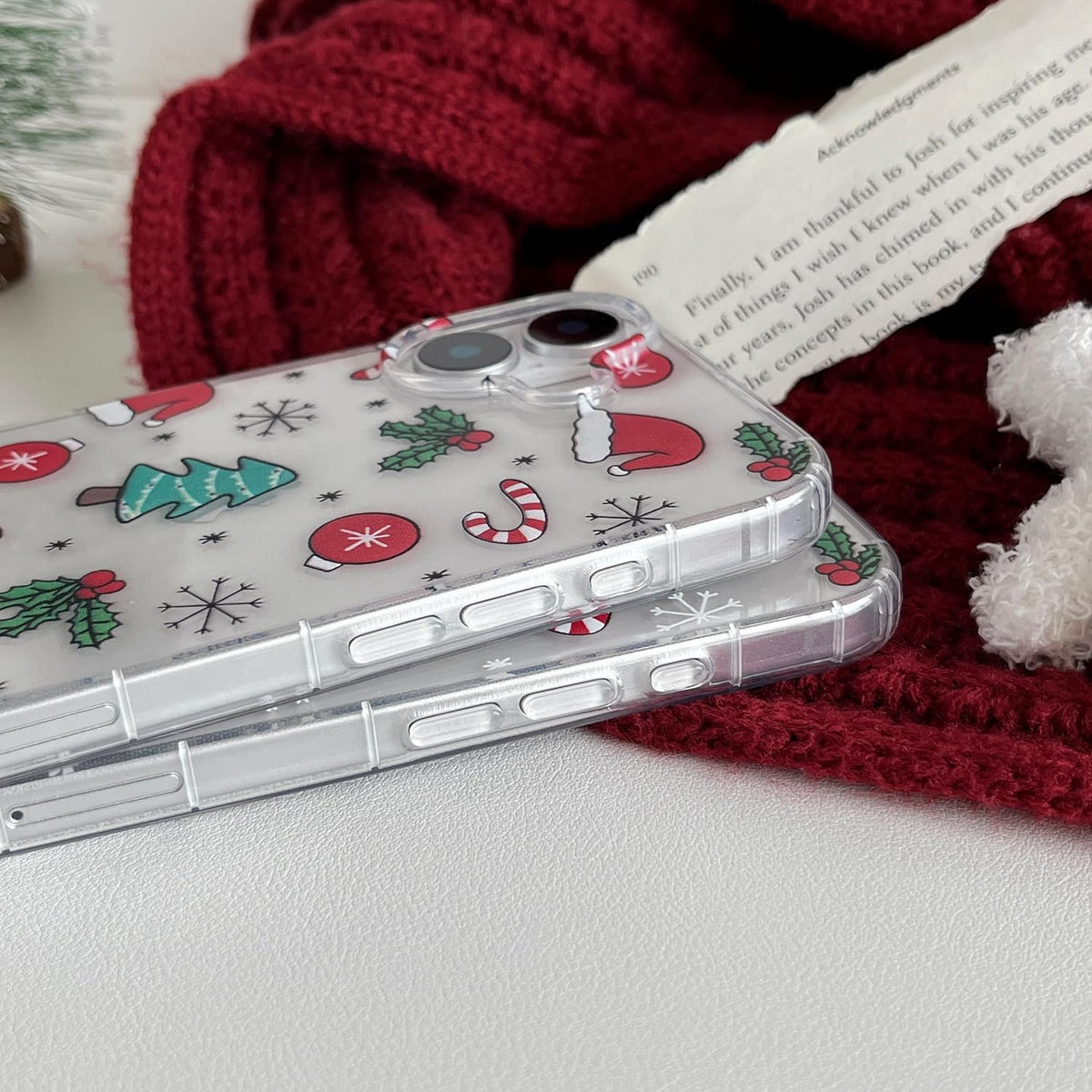 RALEAVO for iPhone 16 Christmas Case Clear Cute Snowflakes Pattern,White | for iPhone 16 Case Christmas Cute Snowflakes Design,Winter Holiday Cover,Transparent Soft TPU Shockproof Protective