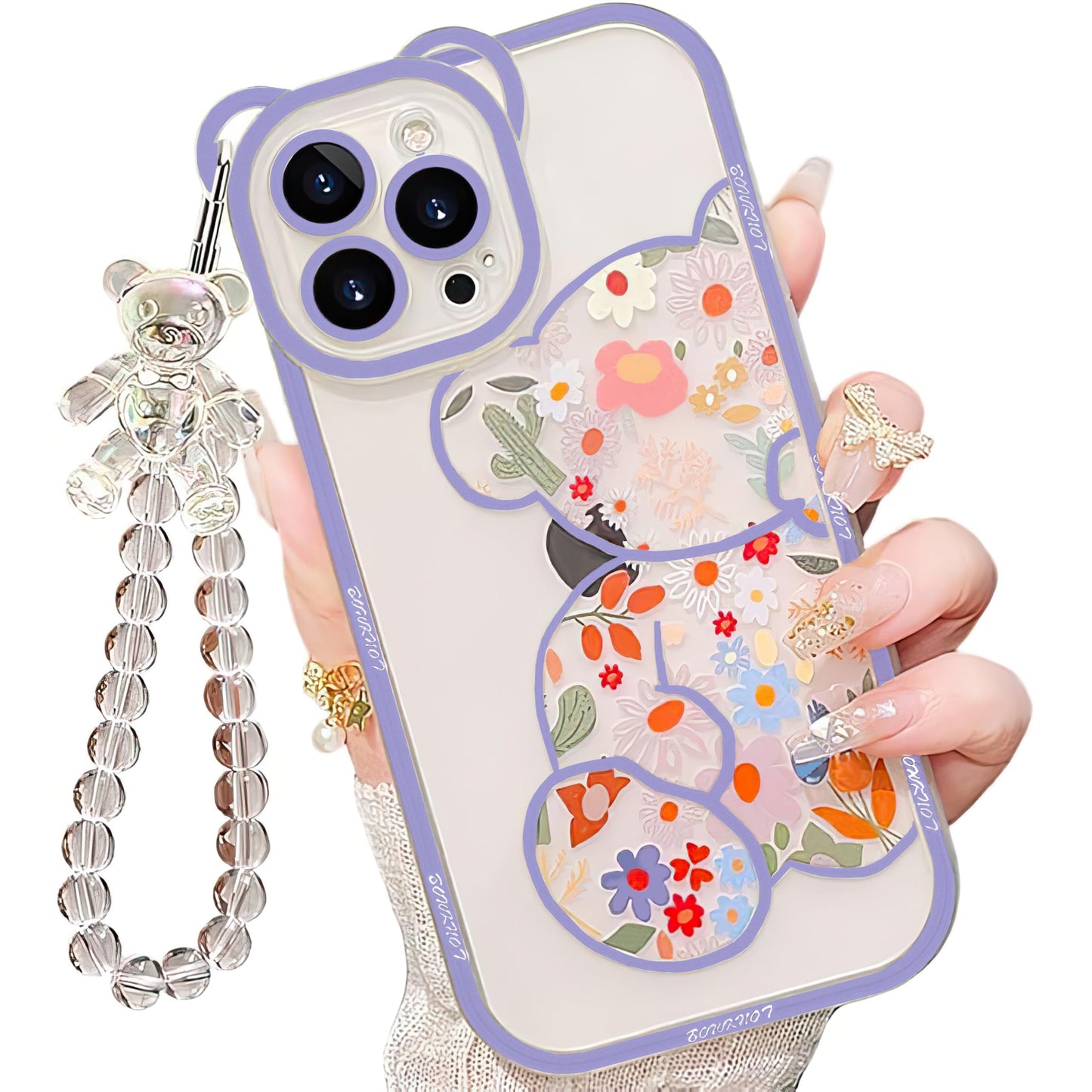 IAIYOXI 3D Cute Cartoon Bear Phone Case for iPhone 14 - Fashionable and Stylish - Funny Pink Bear Design - Soft TPU Protective Case - Kawaii Silicone Cover for Women, Girls, and Kids