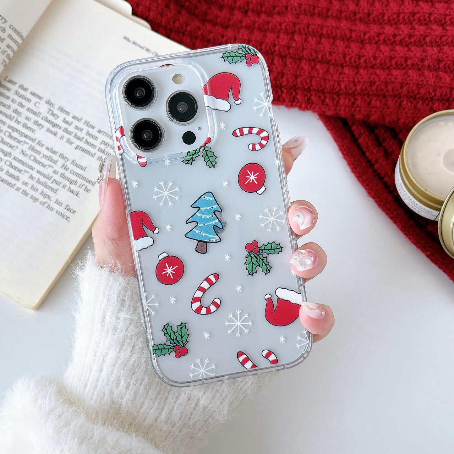 RALEAVO for iPhone 16 Christmas Case Clear Cute Snowflakes Pattern,White | for iPhone 16 Case Christmas Cute Snowflakes Design,Winter Holiday Cover,Transparent Soft TPU Shockproof Protective