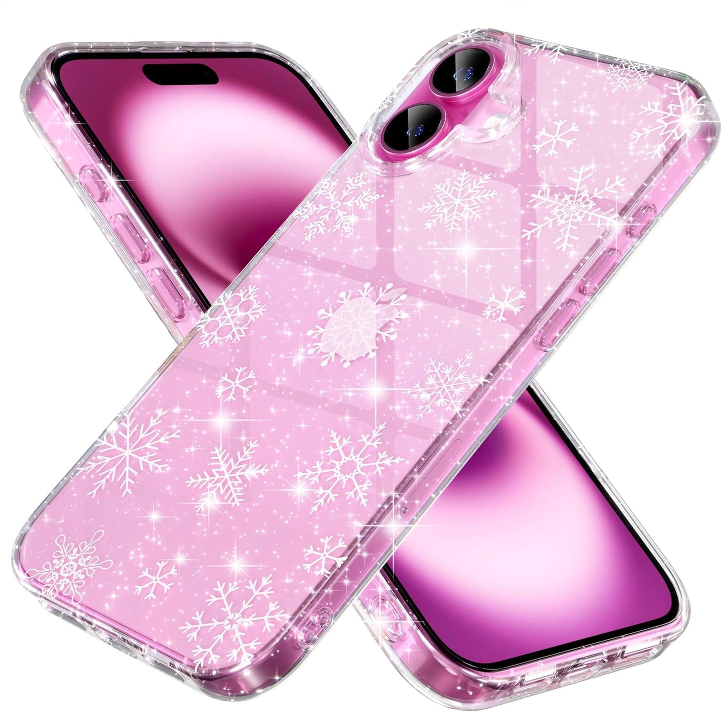 Choiche Compatible for iPhone 16 Case, Cute Glitter Sparkly Bling Christmas Phone Case, Military-Grade Drop Protection Shockproof Cover for Women Girls (Glitter Snowflake)