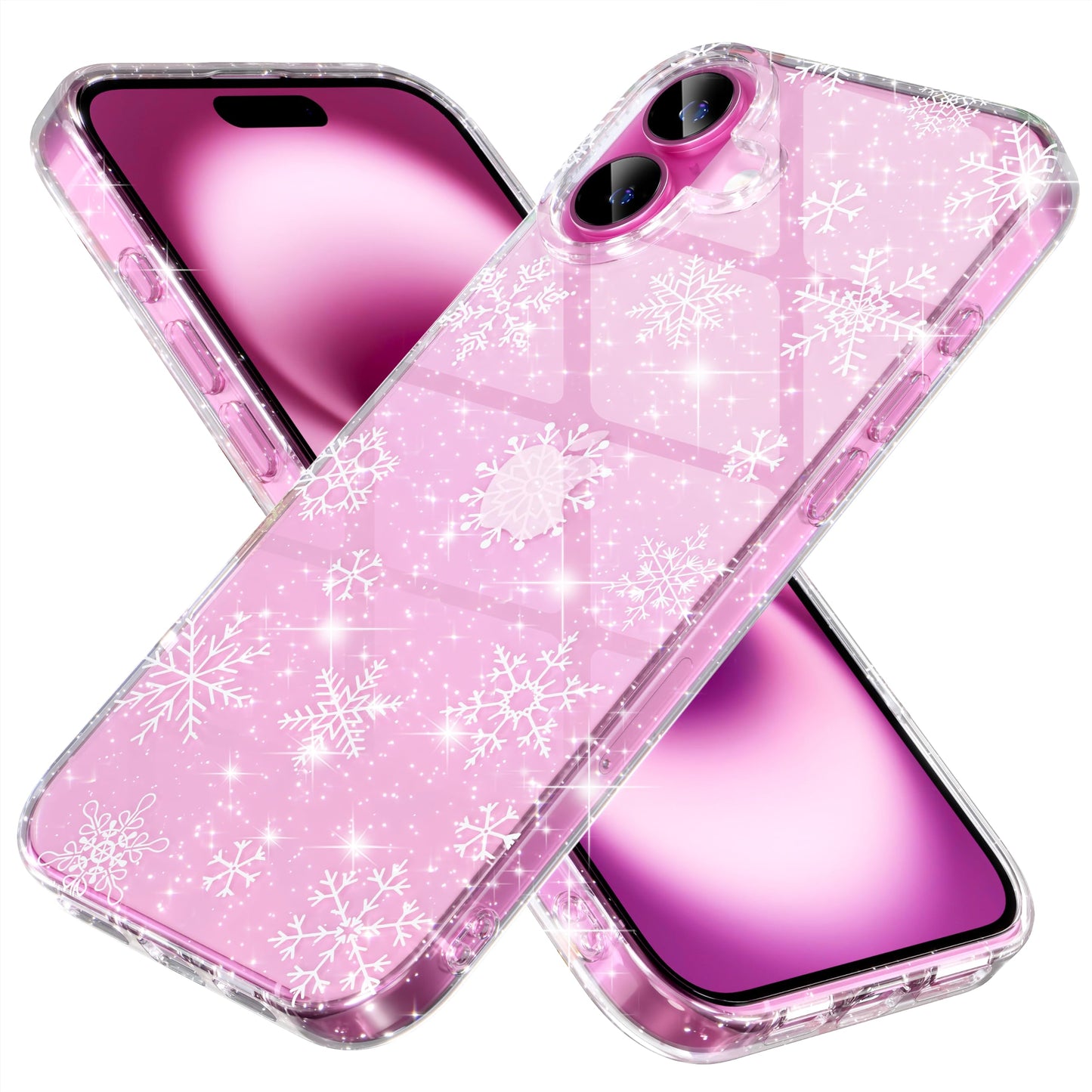 Choiche Compatible for iPhone 16 Case, Cute Glitter Sparkly Bling Christmas Phone Case, Military-Grade Drop Protection Shockproof Cover for Women Girls (Glitter Snowflake)