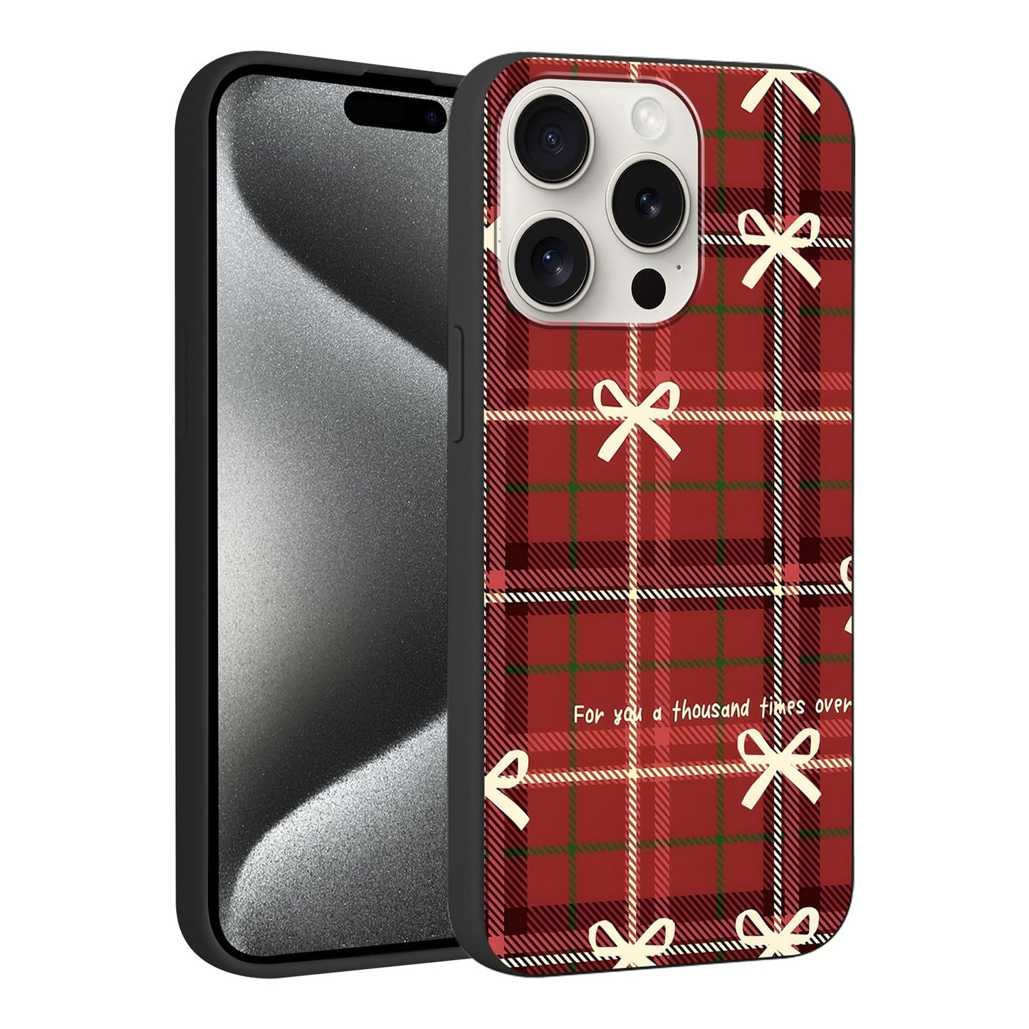 Merry Christmas Plaid Checkered Phone Case for iPhone 11 6.1", Cute Xmas Case Red Grey Scottish Tartan Grid Stripe Pattern Design Cover Shockproof Soft Silicone Protective Funda for Girl Women