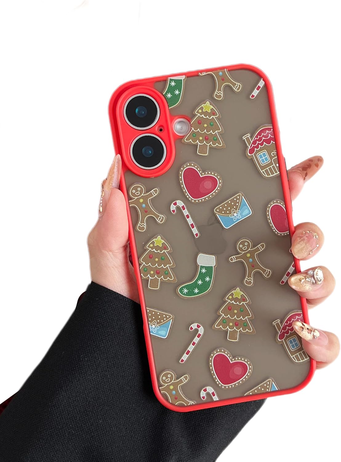 ZTOFERA Christmas Case for iPhone 15,Cute Merry Christmas Pattern Phone Case Gifts Translucent Silicone Hard PC +TPU Bumper Shockproof Protective Cover for iPhone 15 6.1 inch-Gingerbread Man