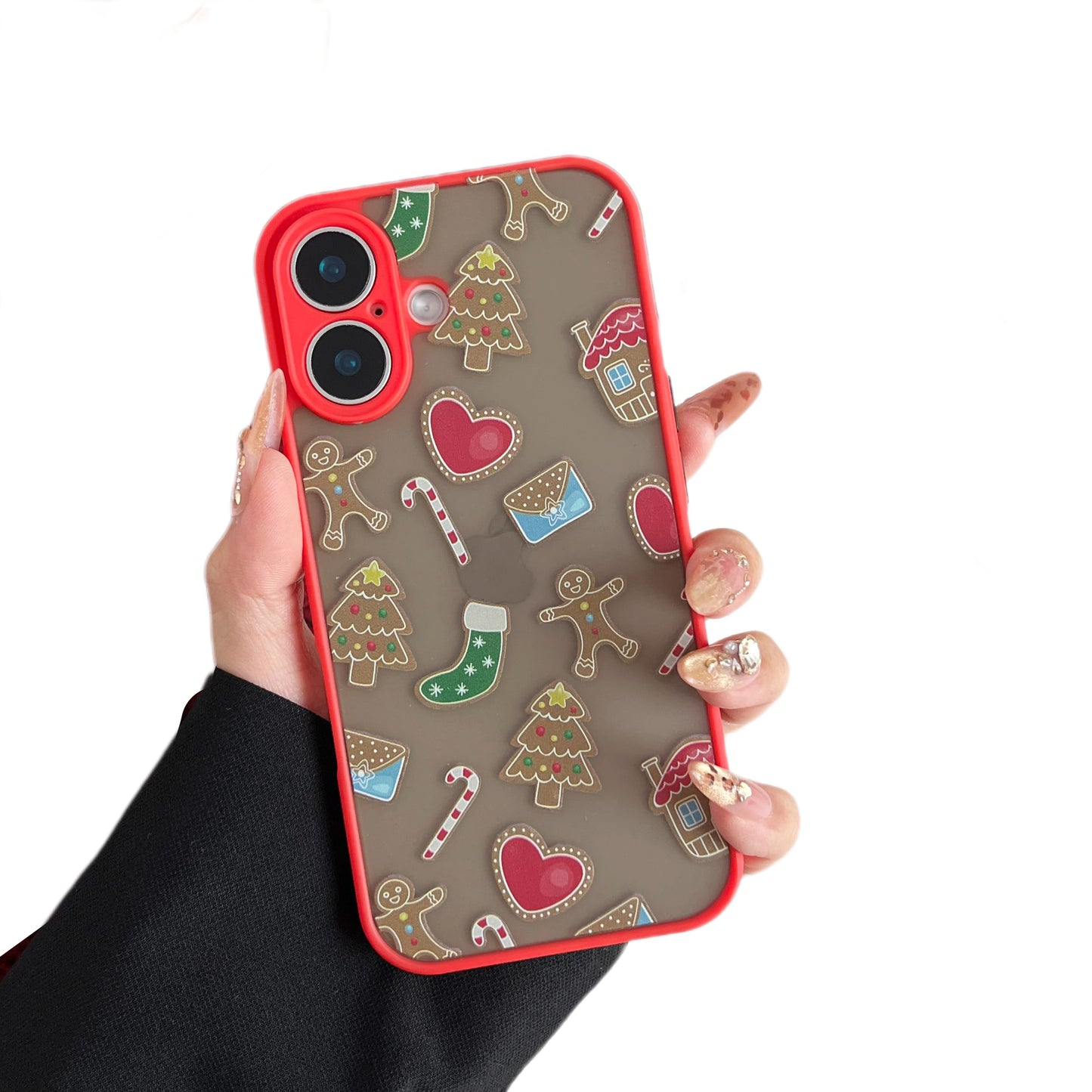 ZTOFERA Christmas Case for iPhone 15,Cute Merry Christmas Pattern Phone Case Gifts Translucent Silicone Hard PC +TPU Bumper Shockproof Protective Cover for iPhone 15 6.1 inch-Gingerbread Man