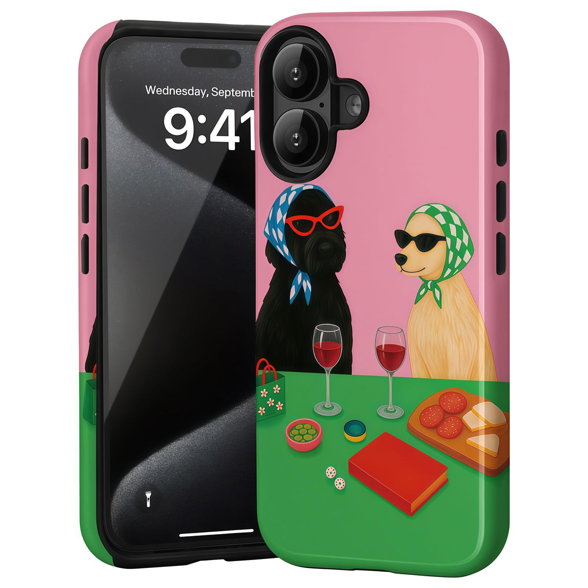 Candlelight Dinner Dog Case for iPhone 12/12 Pro | Hard Hybrid 2-Layer Design, Protective Scratch Resistant Cover for Women Girls