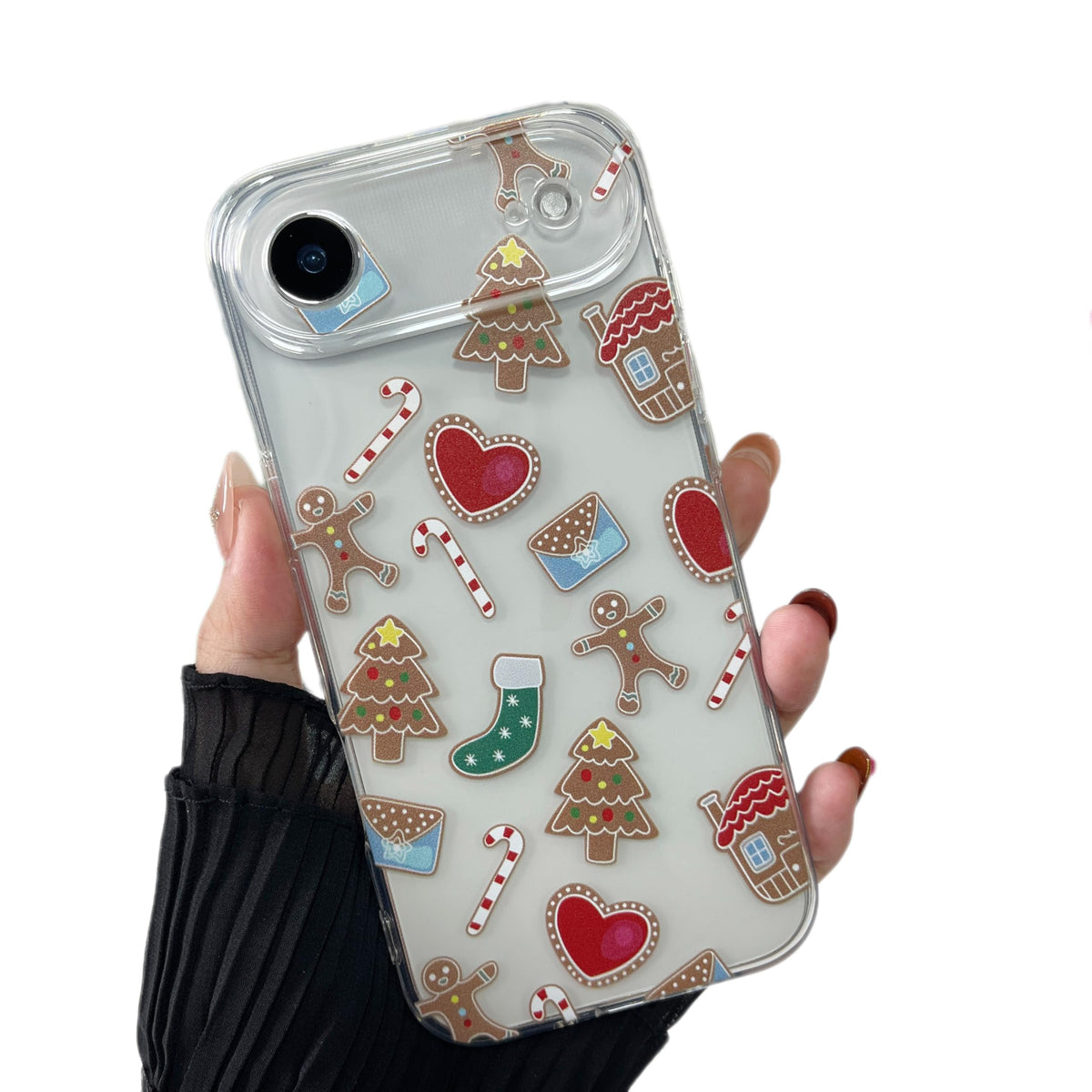 ZTOFERA Christmas Phone Case for iPhone 12 6.1 inch,Clear Cute Merry Christmas Pattern Phone Case Gifts Transparent Hard PC +TPU Bumper Shockproof Protective Cover-Gingerbread Man