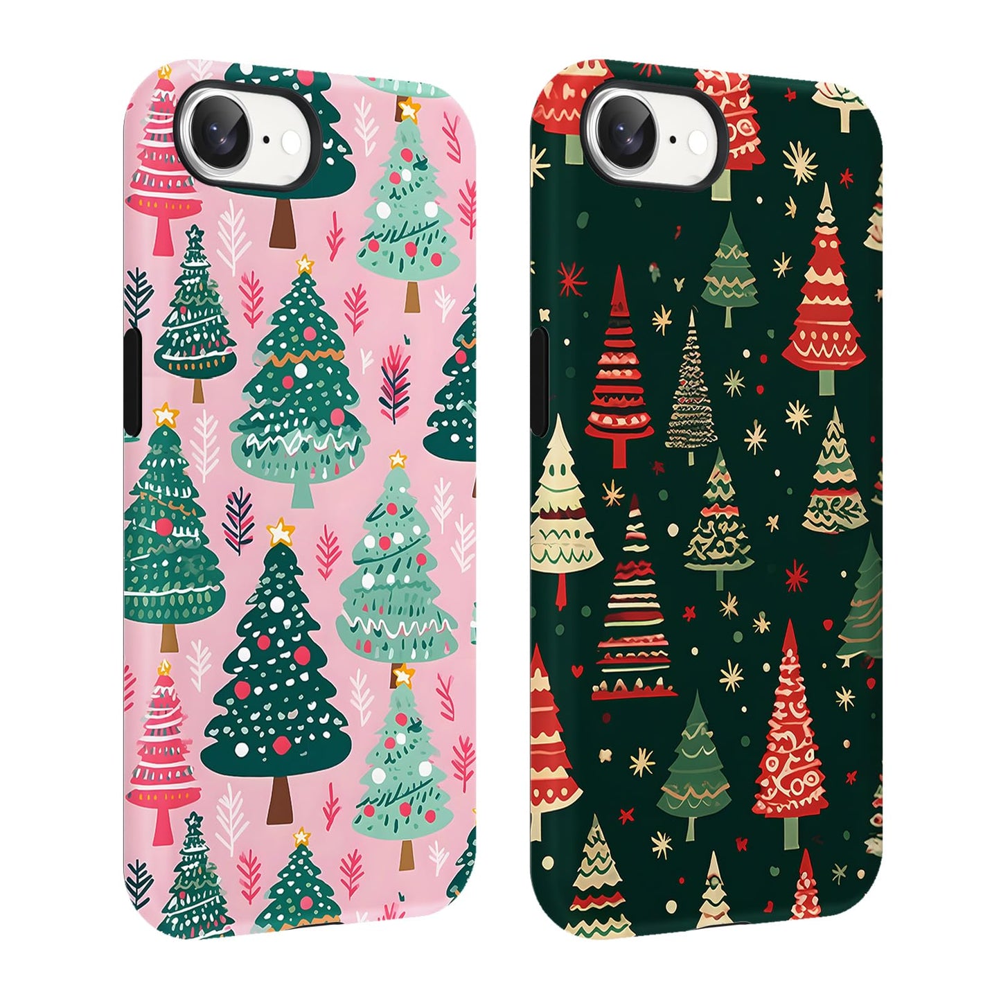 2 Pack Merry Christmas Tree Phone Case for iPhone 13 / iPhone 14 Case 6.1", Cute Xmas Snowflake Pattern Design Phone Cover Hard PC Shockproof Soft TPU Matte Protection Funda for Girls Women