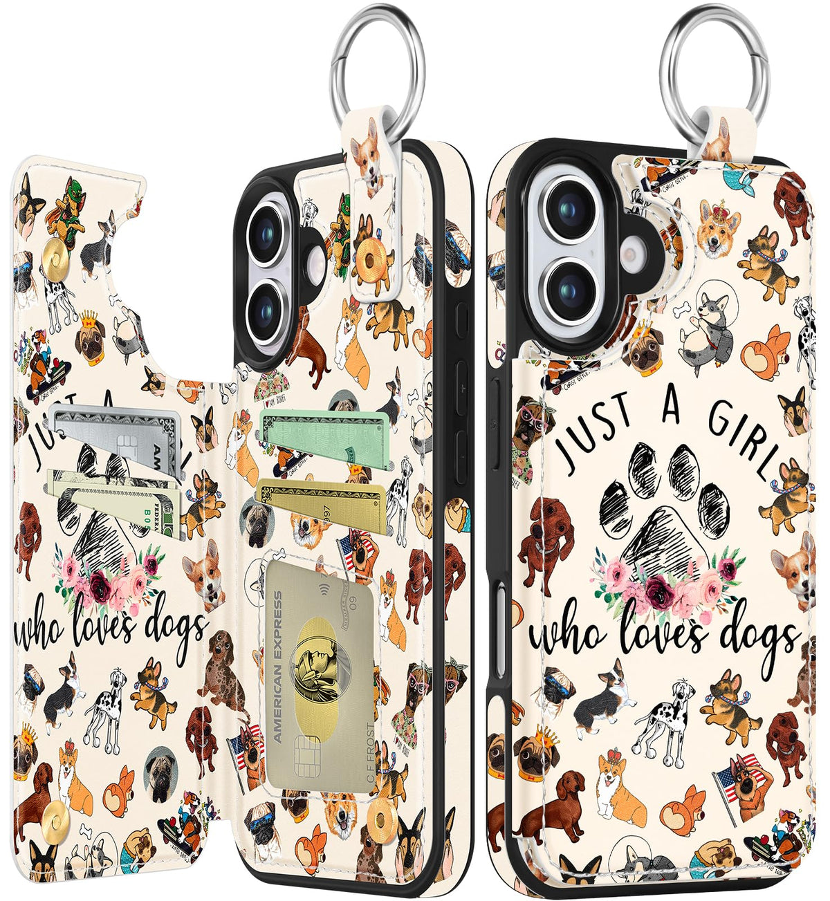 Shorogyt Compatible with iPhone 17 Pro Max Wallet Case with Card Holder - Cute Dog Lover Design Kickstand for Magnetic Clasp Back Flip Folio Leather Phone Covers for Women Men Girls