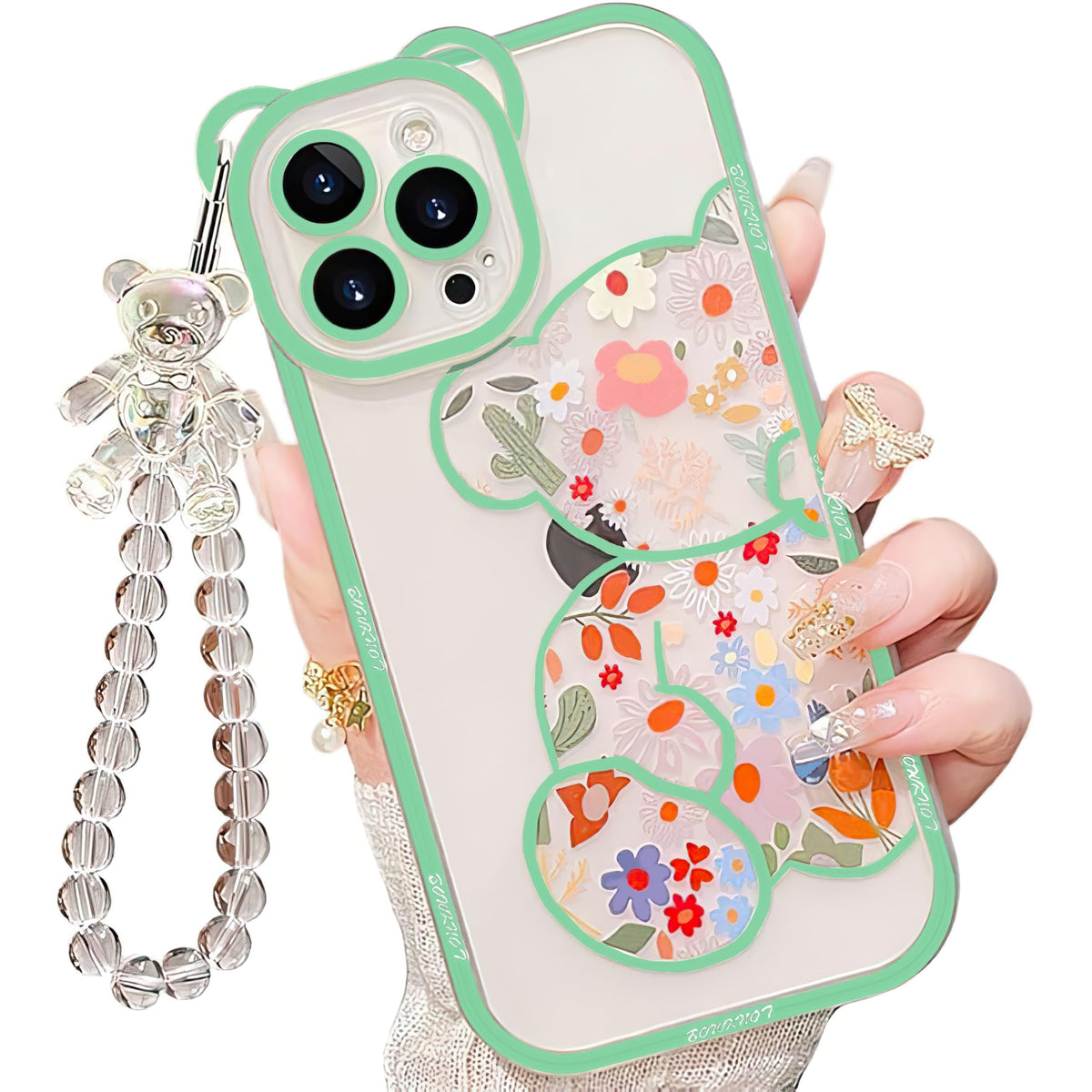 IAIYOXI 3D Cute Cartoon Bear Phone Case for iPhone 13 - Fashionable and Stylish - Funny Pink Bear Design - Soft TPU Protective Case - Kawaii Silicone Cover for Women, Girls, and Kids