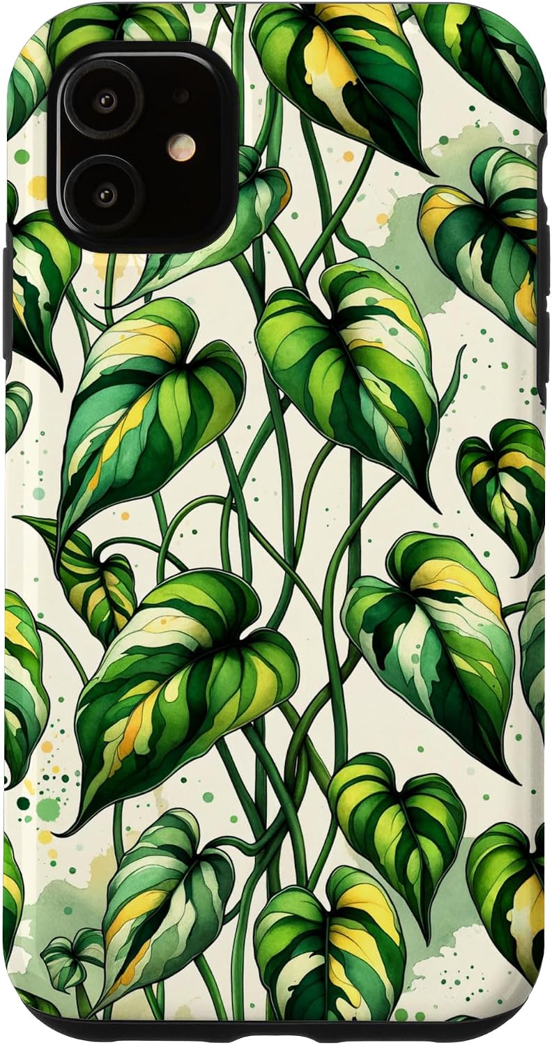 iPhone 14 Nature-Inspired Botanical Pothos House Plant Decorative Case