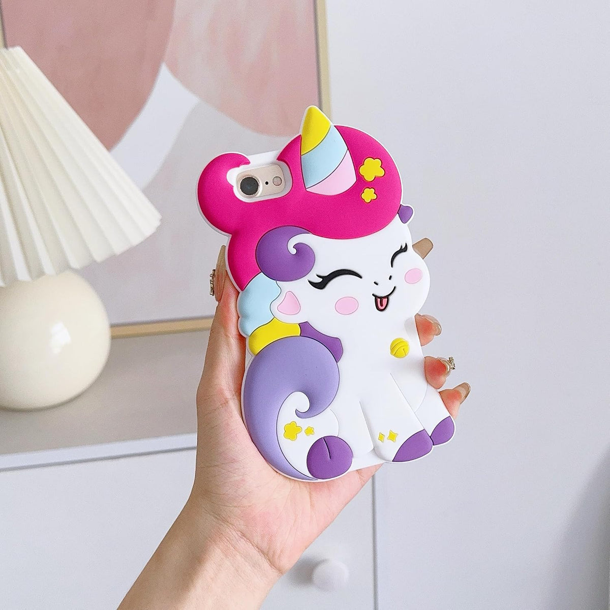 3D Cute Unicorn Soft Case for iPhone 16e/iPhone 17e 6.1 inch,3D Cute Cartoon Kawaii Fashion Character Unicorn Horse Kids Girls Women Soft Silicone Case