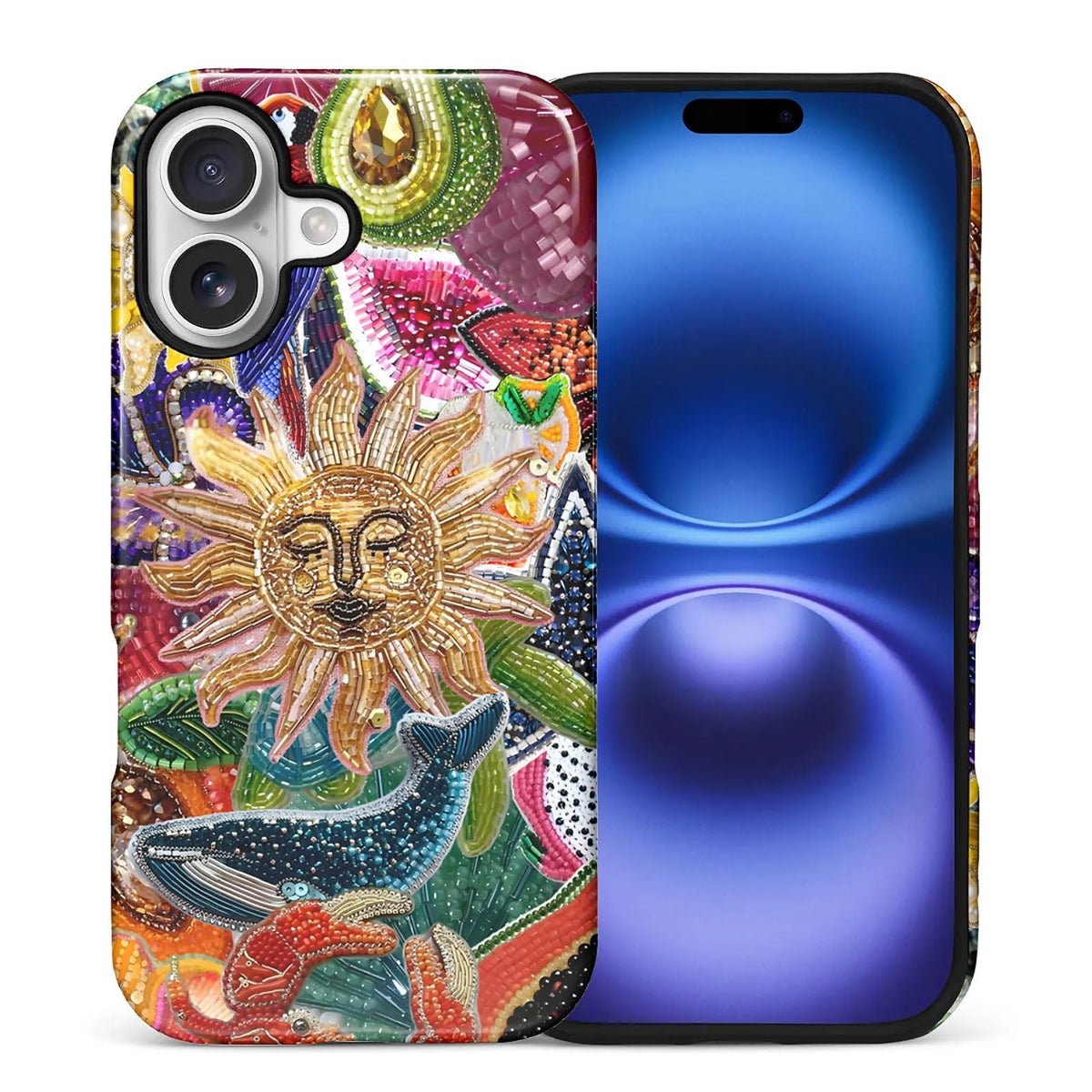 for iPhone 17 Case,Hybrid 2-Layer Hard Shell + Silicone Protective Case -Resistant Shockproof- Ally's Dog's Cute College Summer Flower Collage