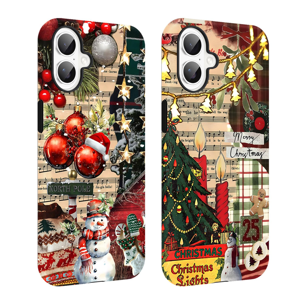 2 Pack Merry Christmas Tree Phone Case for iPhone 13 / iPhone 14 Case 6.1", Cute Xmas Snowflake Pattern Design Phone Cover Hard PC Shockproof Soft TPU Matte Protection Funda for Girls Women