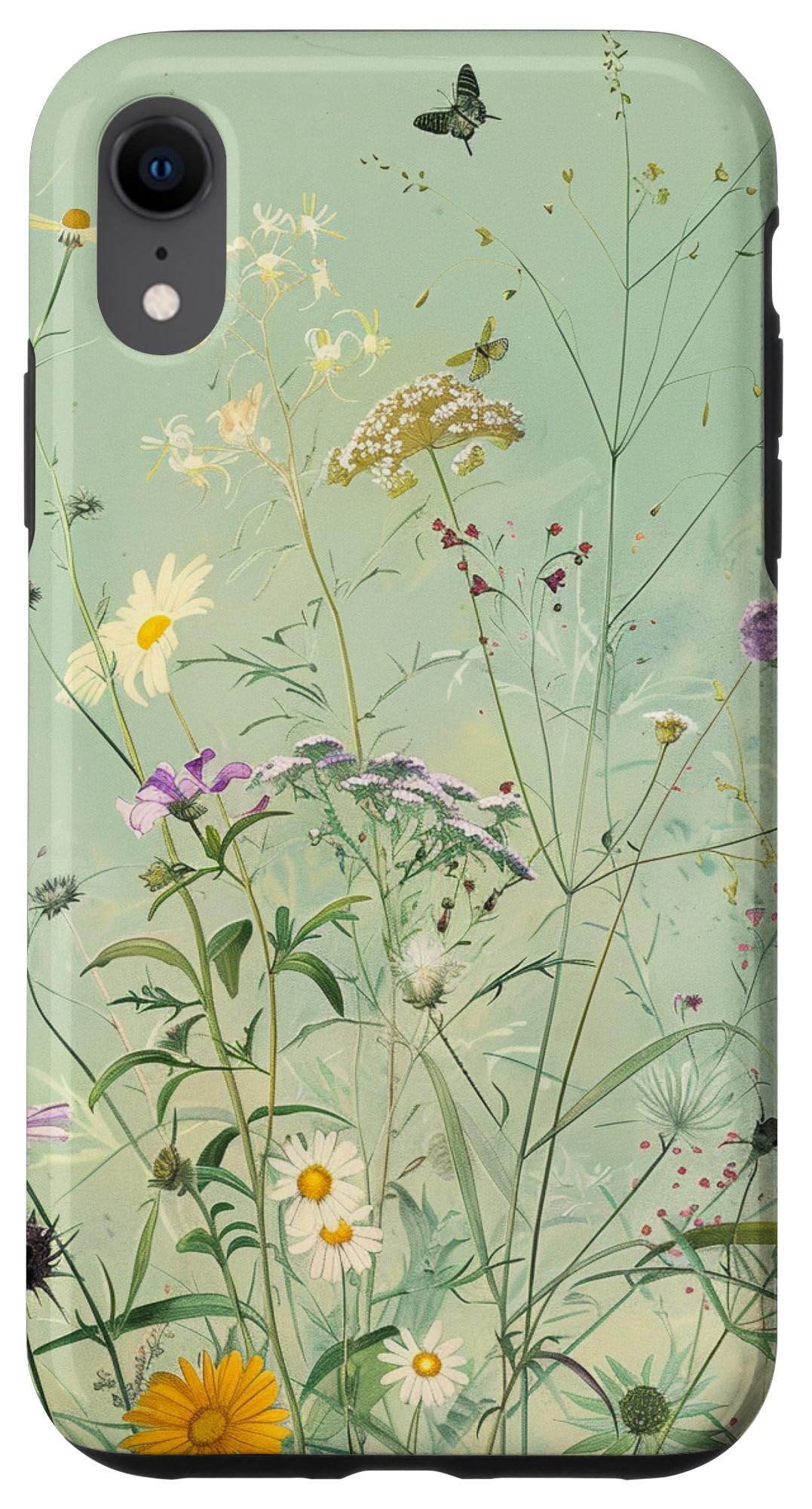 Sage Green Boho Botanical Wildflowers Plants Case for iPhone 16 Pro Max