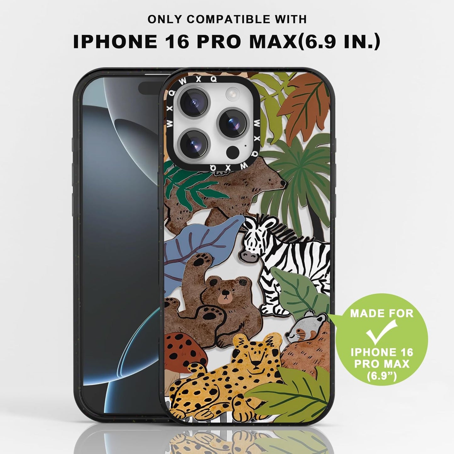 for iPhone 16 pro max Graffiti of Cartoon Animal Clear Phone Case | TPU+PC Premium Painted Anti-Drop Phone Case Superior Shock Absorption Military-Grade Drop Protection cover