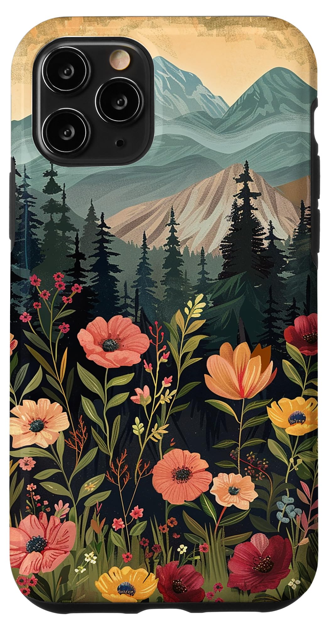 Floral Mountain Boho Pine Tree Forest Nature Case for iPhone 11