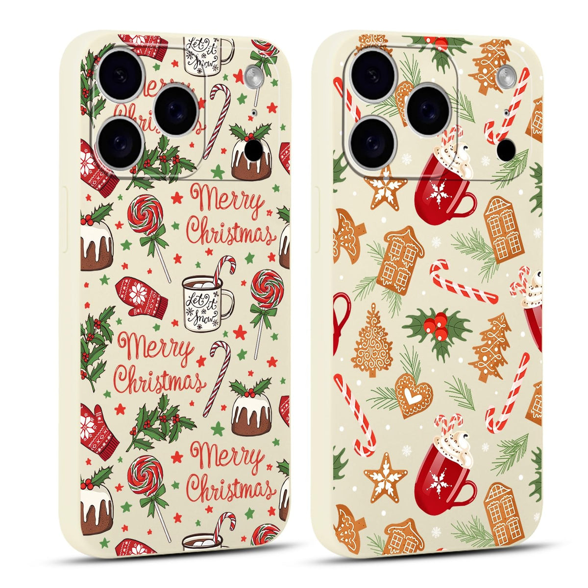 2 Pack Merry Christmas Phone Case for iPhone 16 6.1", Cute Xmas Christmas Tree Pattern Case with Candy Design Christmas Decorations Gifts Shockproof Soft Silicone Cover for Girl Women