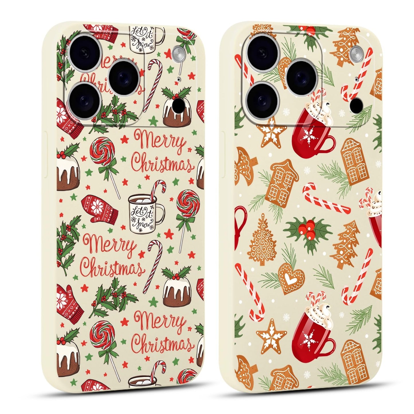 2 Pack Merry Christmas Phone Case for iPhone 13 / iPhone 14 6.1", "Cute Xmas Tree Pattern Case with Candy Design Christmas Decorations Gifts Shockproof Soft TPU Cover for Girl Women