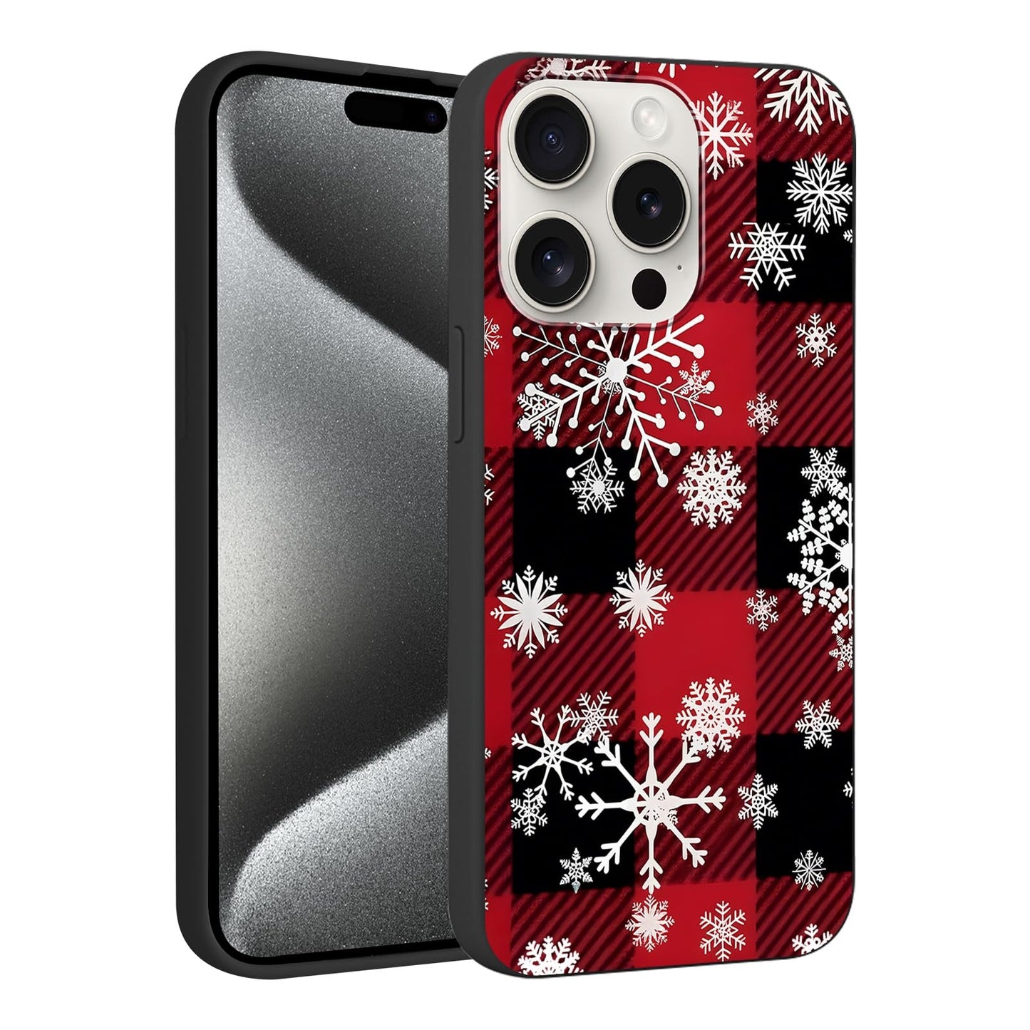 Merry Christmas Plaid Checkered Phone Case for iPhone 11 6.1", Cute Xmas Case Red Grey Scottish Tartan Grid Stripe Pattern Design Cover Shockproof Soft Silicone Protective Funda for Girl Women