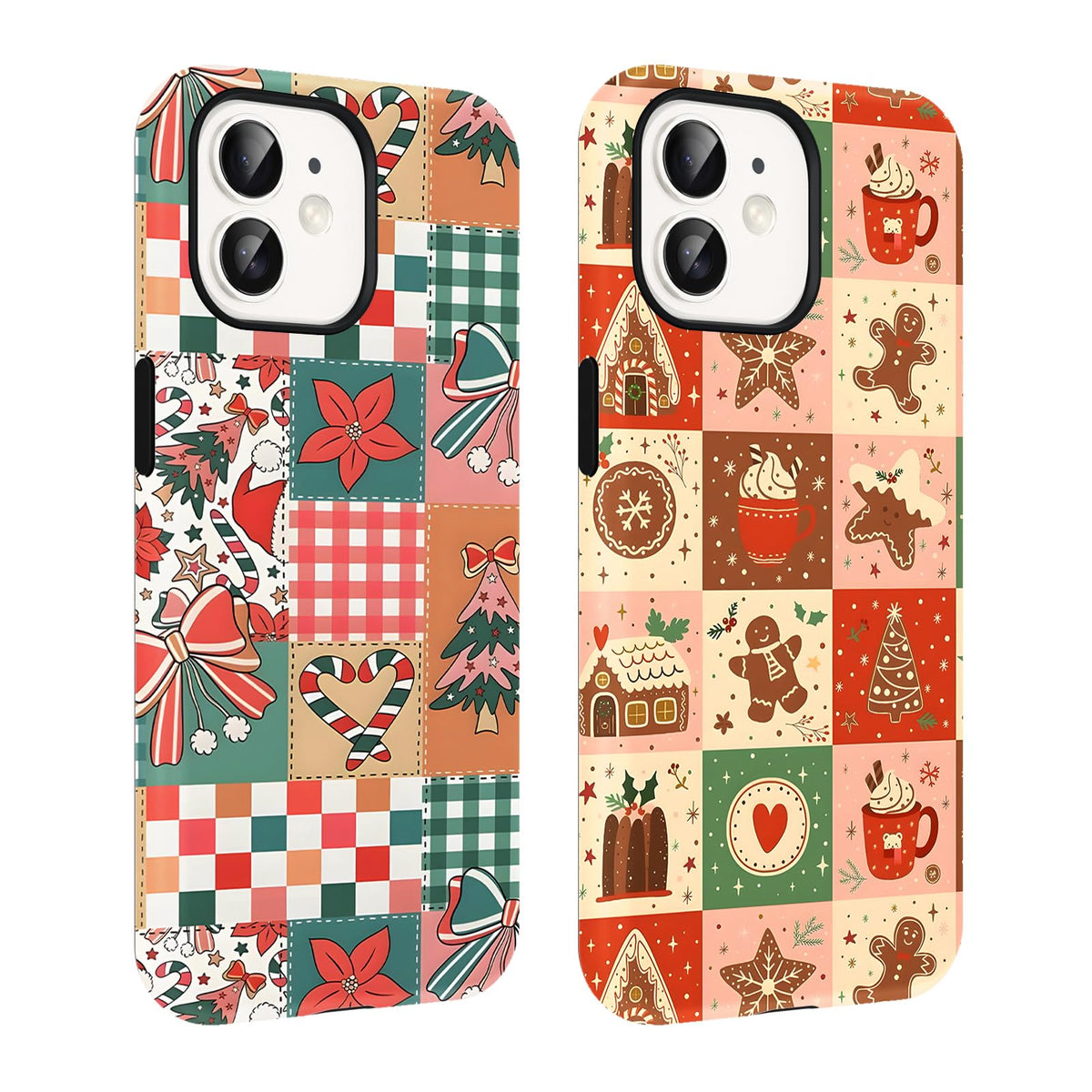 2 Pack Merry Christmas Tree Phone Case for iPhone 13 / iPhone 14 Case 6.1", Cute Xmas Snowflake Pattern Design Phone Cover Hard PC Shockproof Soft TPU Matte Protection Funda for Girls Women
