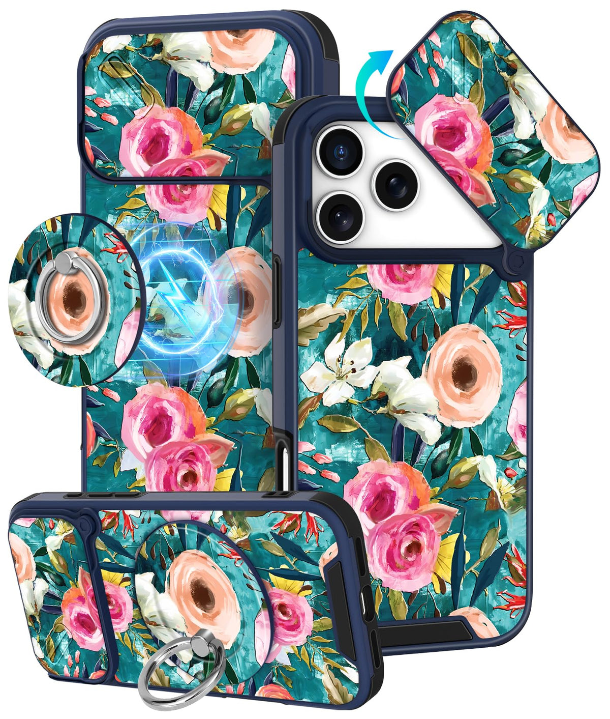 Buleens for iPhone 17 Pro Max Case 6.9 Inch - with Ring Stand & Camera Cover Aesthetic Cute Designed for Women Girls Girly Cartoon Kawaii Dogs Phone Case for iPhone 17 Pro Max Compatible with Magsafe