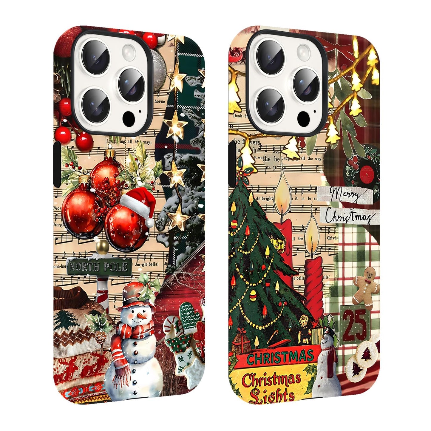 2 Pack Merry Christmas Tree Phone Case for iPhone 13 / iPhone 14 Case 6.1", Cute Xmas Snowflake Pattern Design Phone Cover Hard PC Shockproof Soft TPU Matte Protection Funda for Girls Women