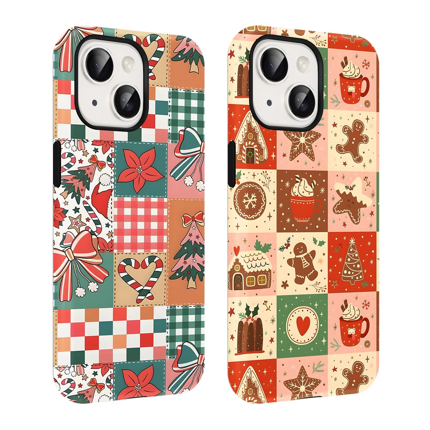2 Pack Merry Christmas Tree Phone Case for iPhone 13 / iPhone 14 Case 6.1", Cute Xmas Snowflake Pattern Design Phone Cover Hard PC Shockproof Soft TPU Matte Protection Funda for Girls Women