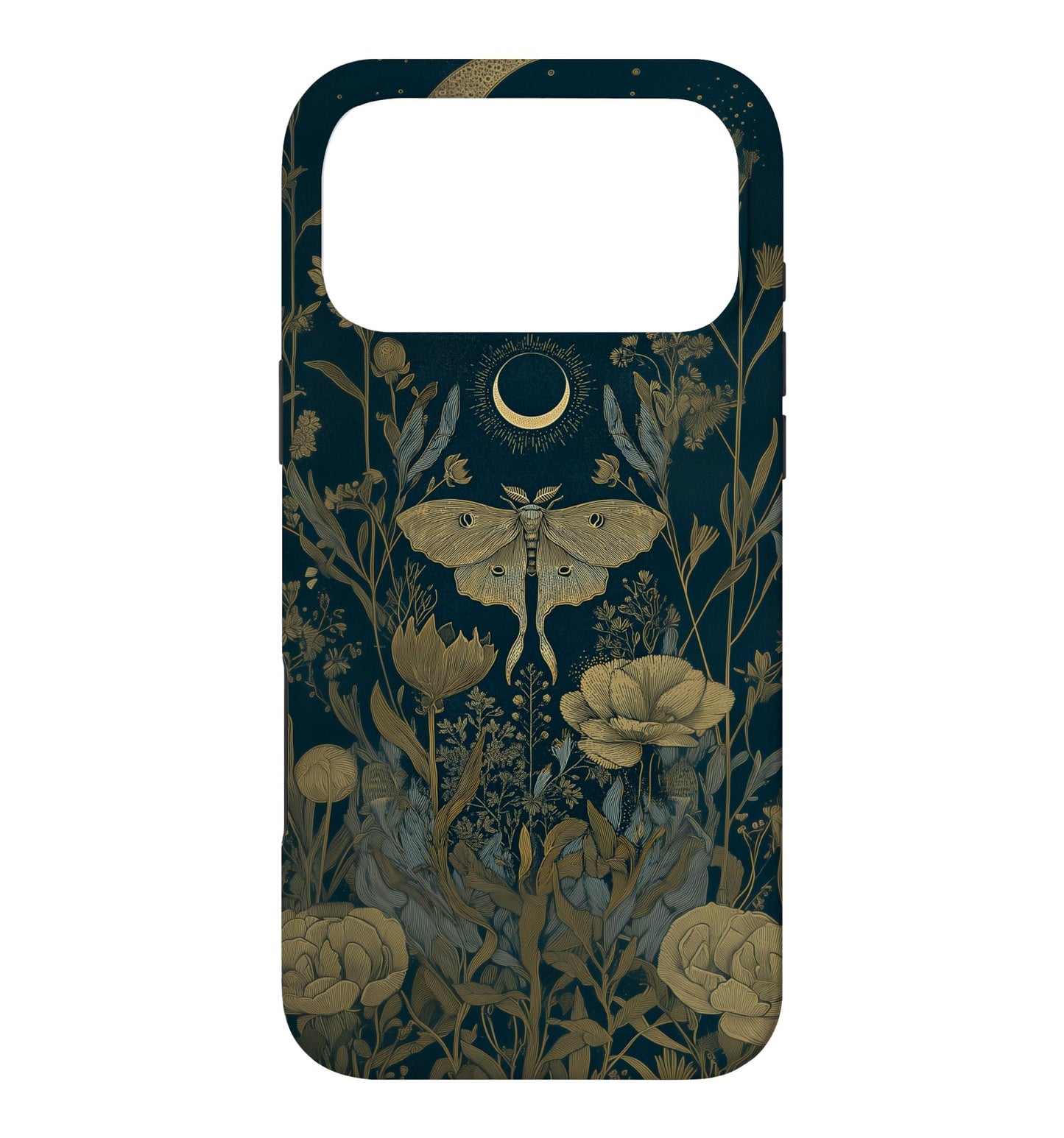 Luna Moth Wildflower Plant Pattern Sage Green Celestial Case for iPhone 13