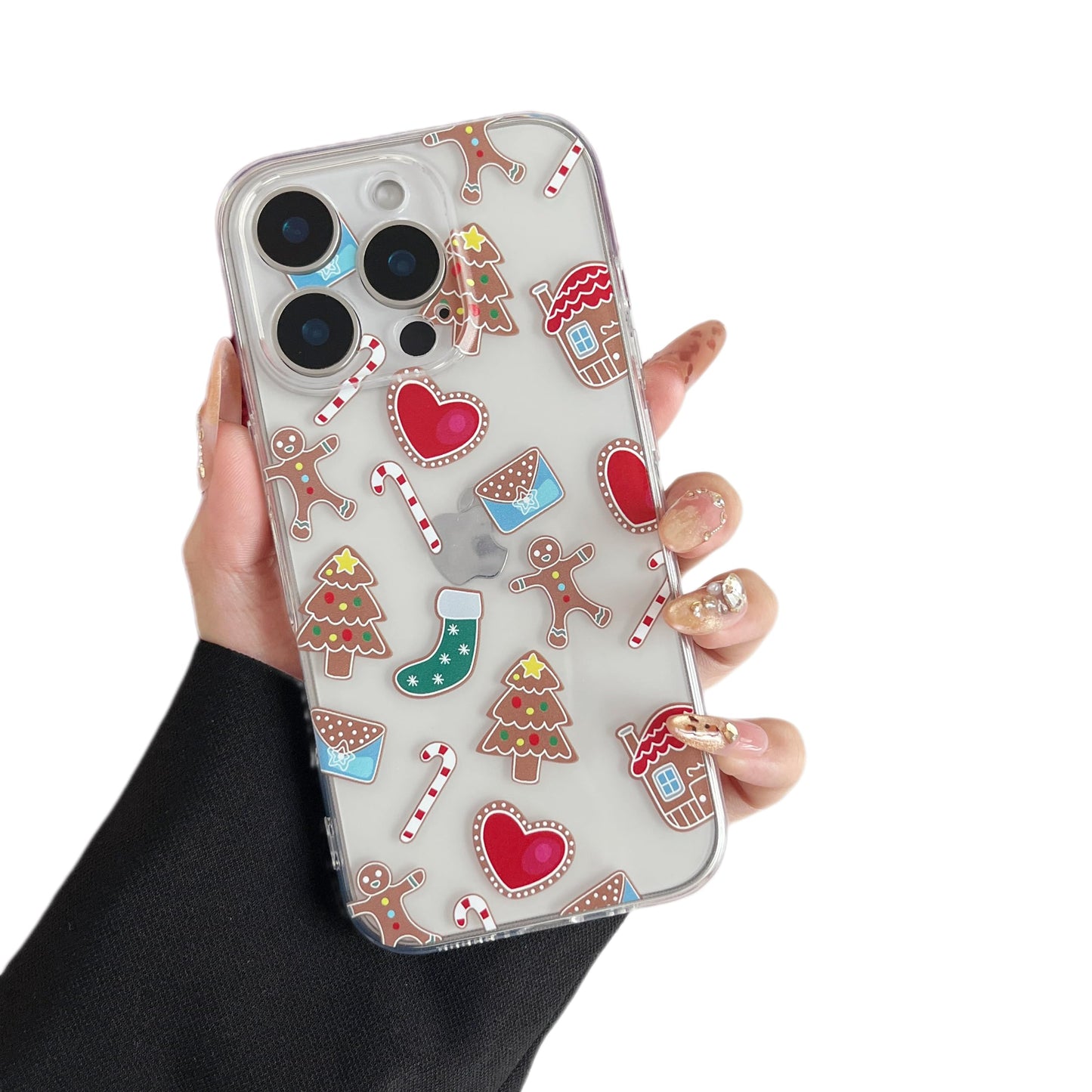 ZTOFERA Christmas Phone Case for iPhone 14 6.1 inch,Clear Cute Merry Christmas Pattern Phone Case Gifts Transparent Hard PC +TPU Bumper Shockproof Protective Cover-Gingerbread Man