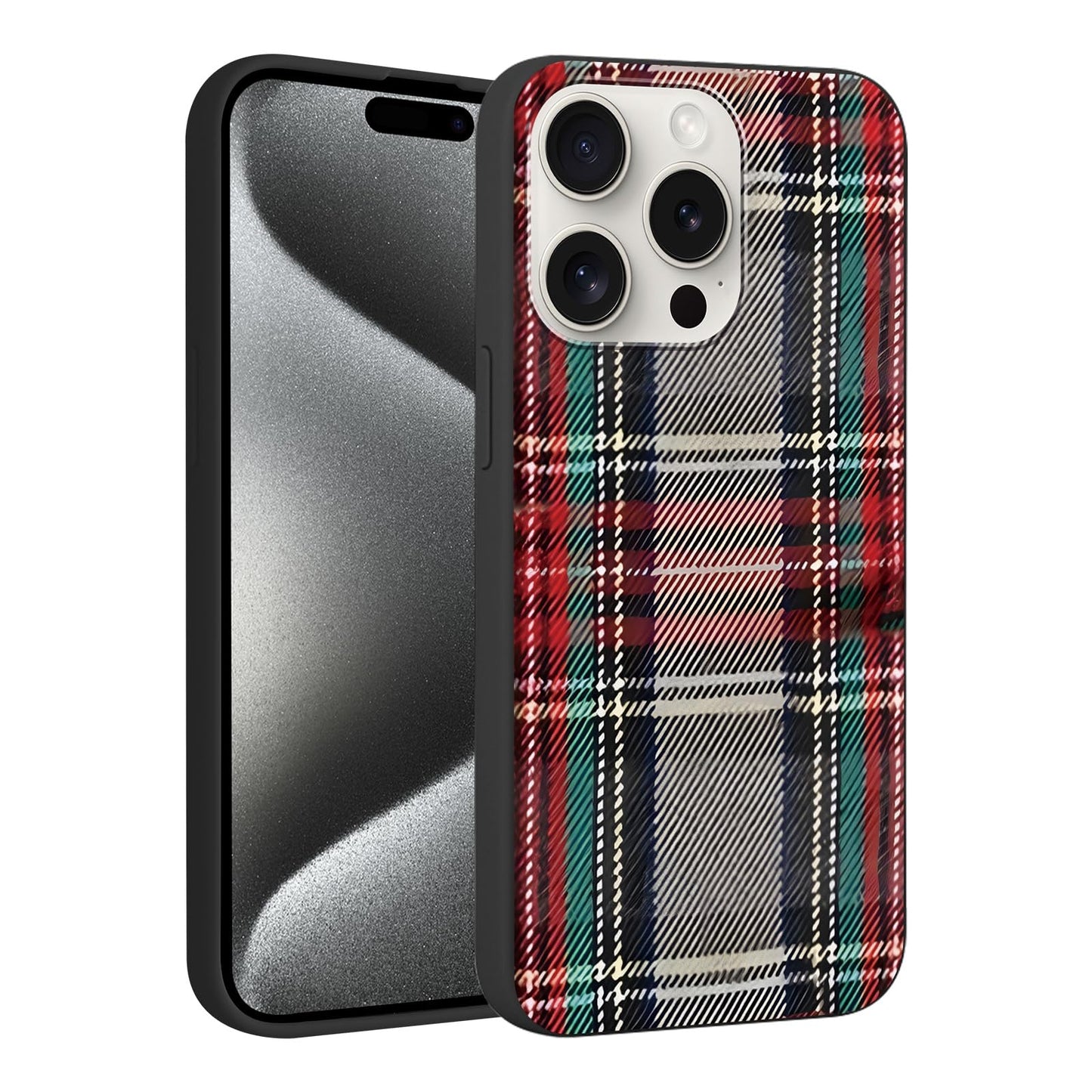 Merry Christmas Plaid Checkered Phone Case for iPhone 11 6.1", Cute Xmas Case Red Grey Scottish Tartan Grid Stripe Pattern Design Cover Shockproof Soft Silicone Protective Funda for Girl Women