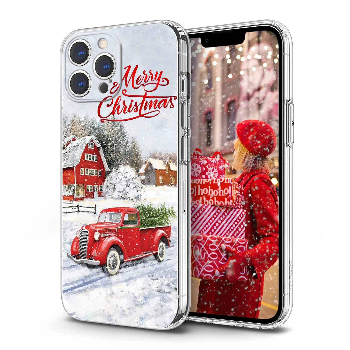 Newseego for iPhone 16 Case, Cute Red Car Pattern Merry Christmas Phone Case for Women Girls Children Anti-Yellow Soft TPU Bumper Shockproof Protective Cover for iPhone 16