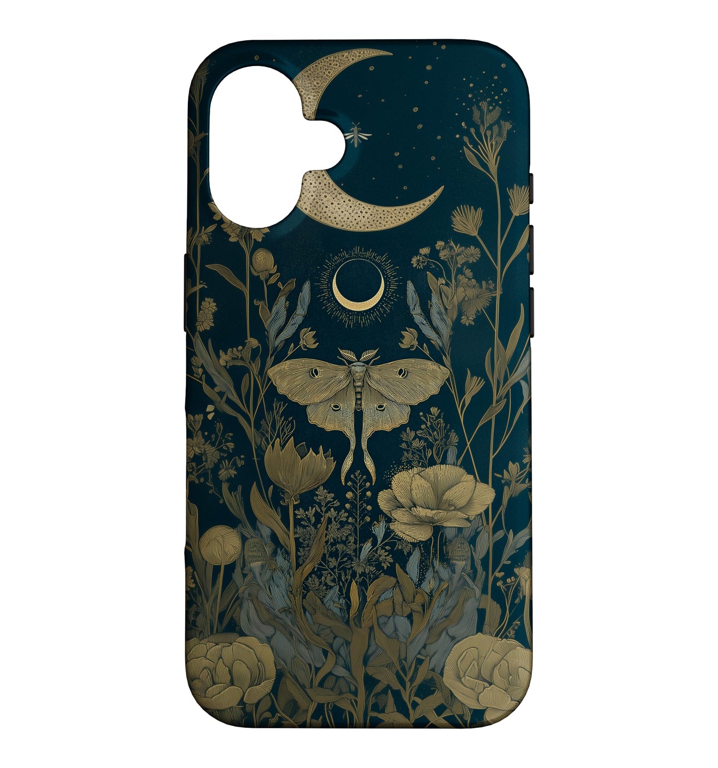 Luna Moth Wildflower Plant Pattern Sage Green Celestial Case for iPhone 13