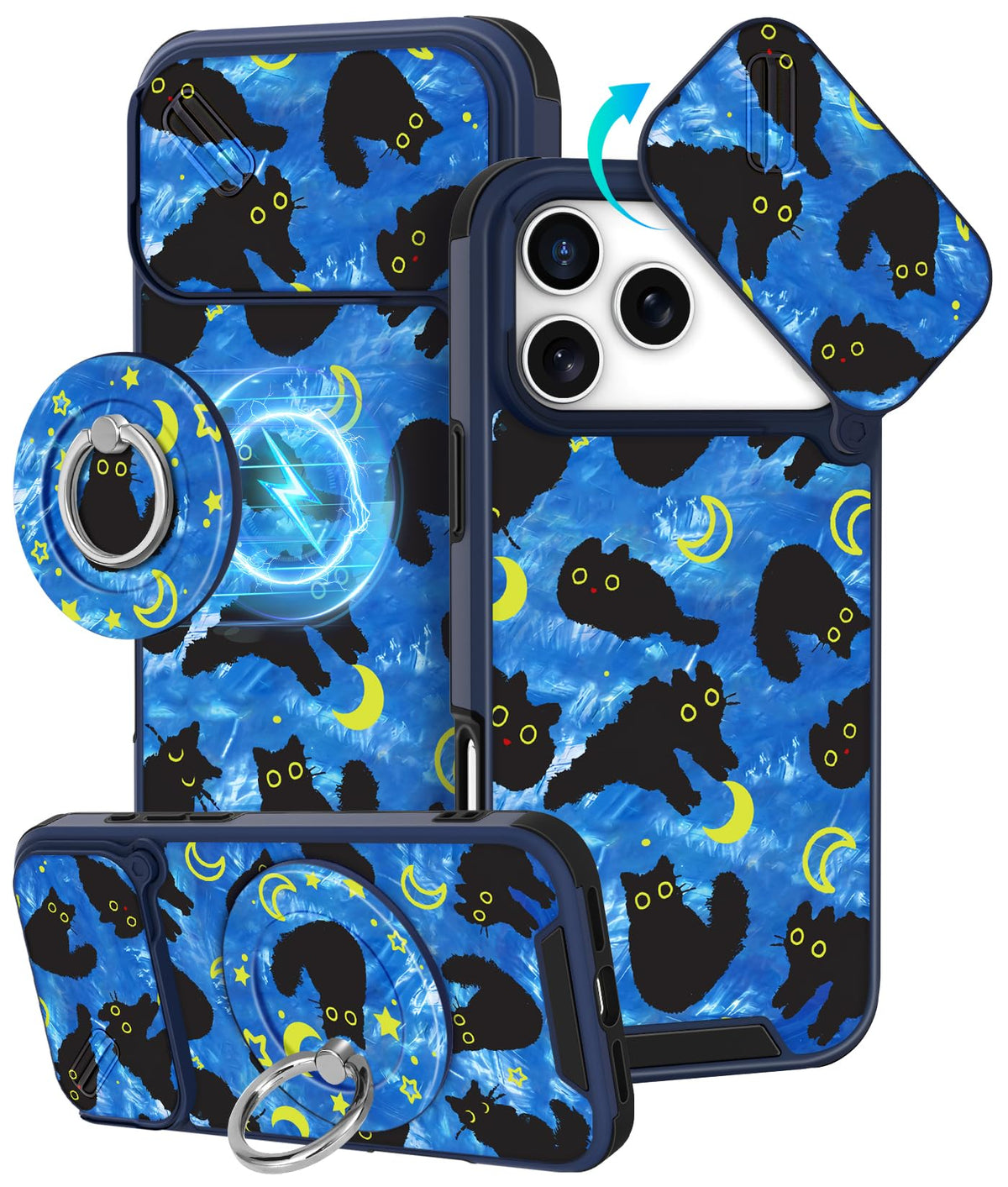 Buleens for iPhone 17 Pro Max Case 6.9 Inch - with Ring Stand & Camera Cover Aesthetic Cute Designed for Women Girls Girly Cartoon Kawaii Dogs Phone Case for iPhone 17 Pro Max Compatible with Magsafe