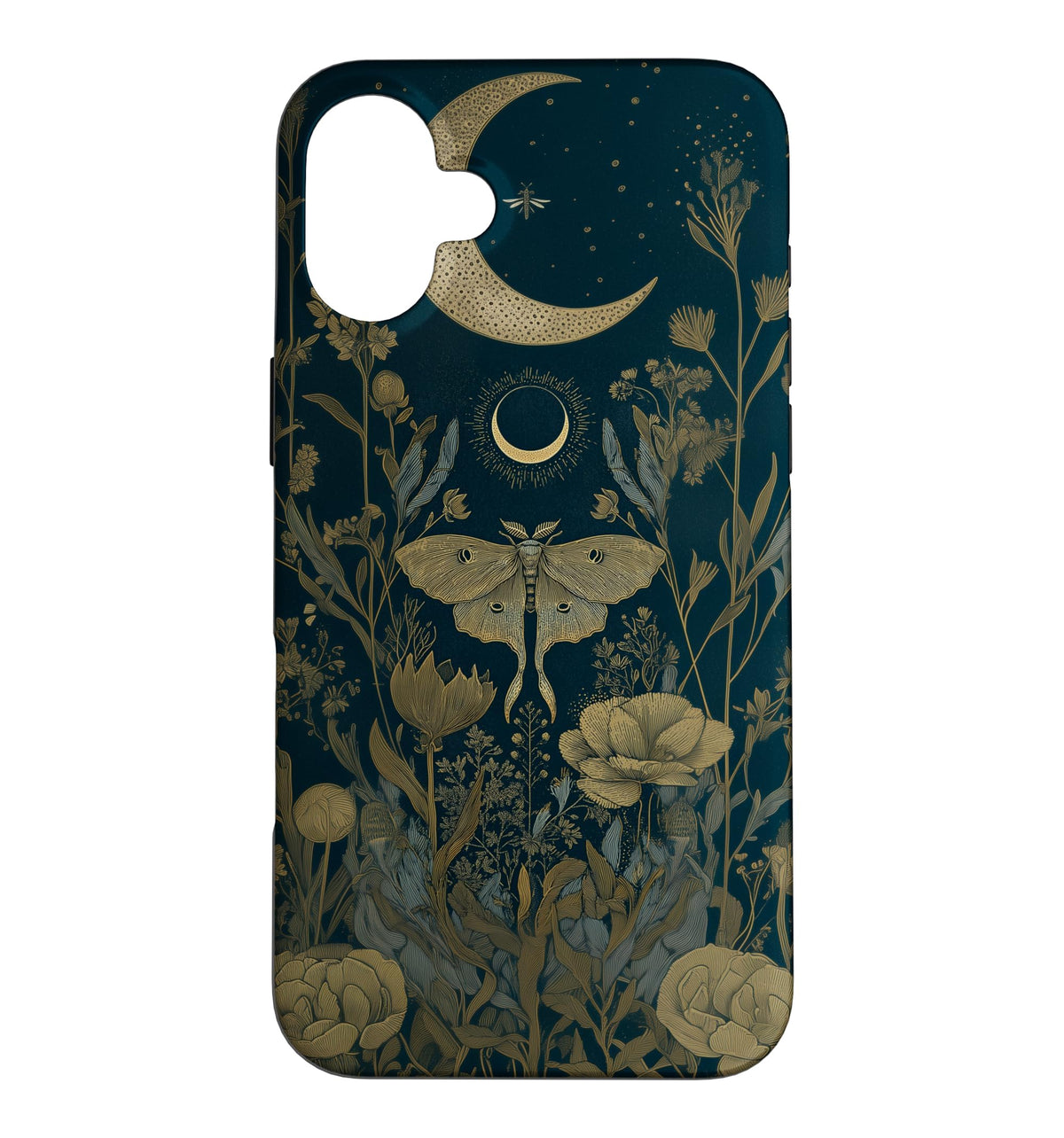 Luna Moth Wildflower Plant Pattern Sage Green Celestial Case for iPhone 13