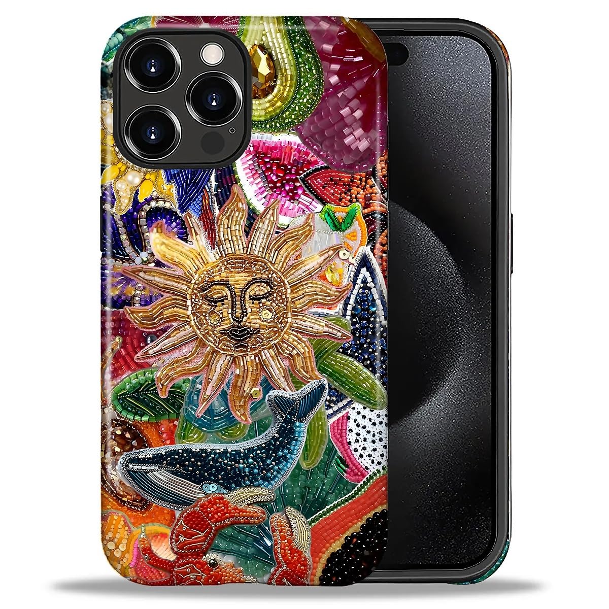 for iPhone 17 Pro Max Case,Hybrid 2-Layer Hard Shell + Silicone Protective Case -Resistant Shockproof- Ally's Dog's Cute College Summer Flower Collage