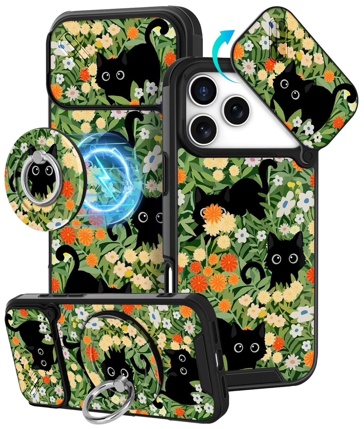 Buleens for iPhone 17 Pro Max Case 6.9 Inch - with Ring Stand & Camera Cover Aesthetic Cute Designed for Women Girls Girly Cartoon Kawaii Dogs Phone Case for iPhone 17 Pro Max Compatible with Magsafe