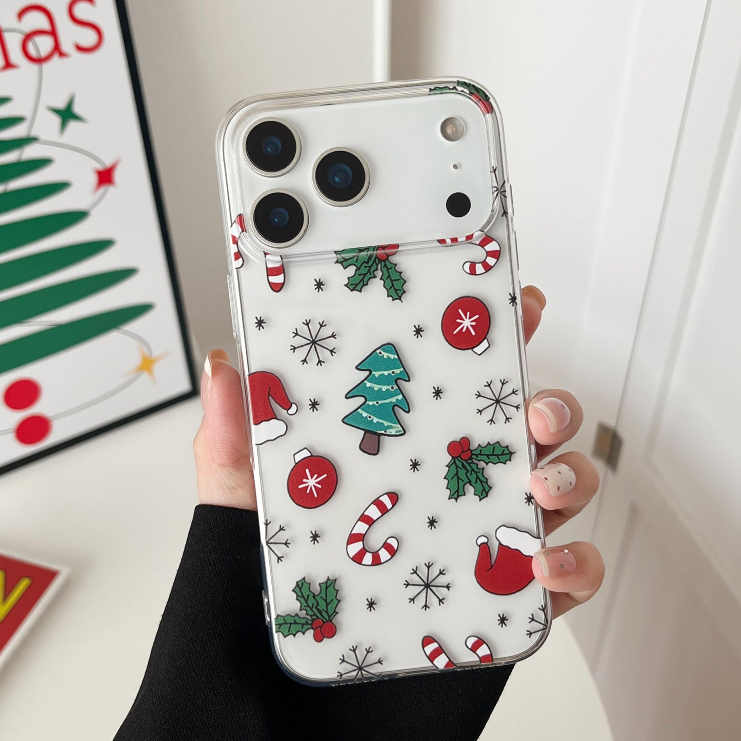 RALEAVO for iPhone 16 Christmas Case Clear Cute Snowflakes Pattern,White | for iPhone 16 Case Christmas Cute Snowflakes Design,Winter Holiday Cover,Transparent Soft TPU Shockproof Protective