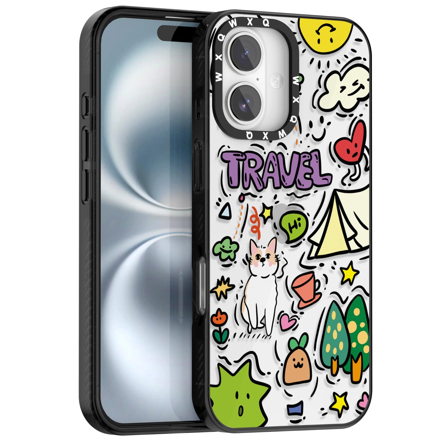 for iPhone 16 pro max Graffiti of Cartoon Animal Clear Phone Case | TPU+PC Premium Painted Anti-Drop Phone Case Superior Shock Absorption Military-Grade Drop Protection cover