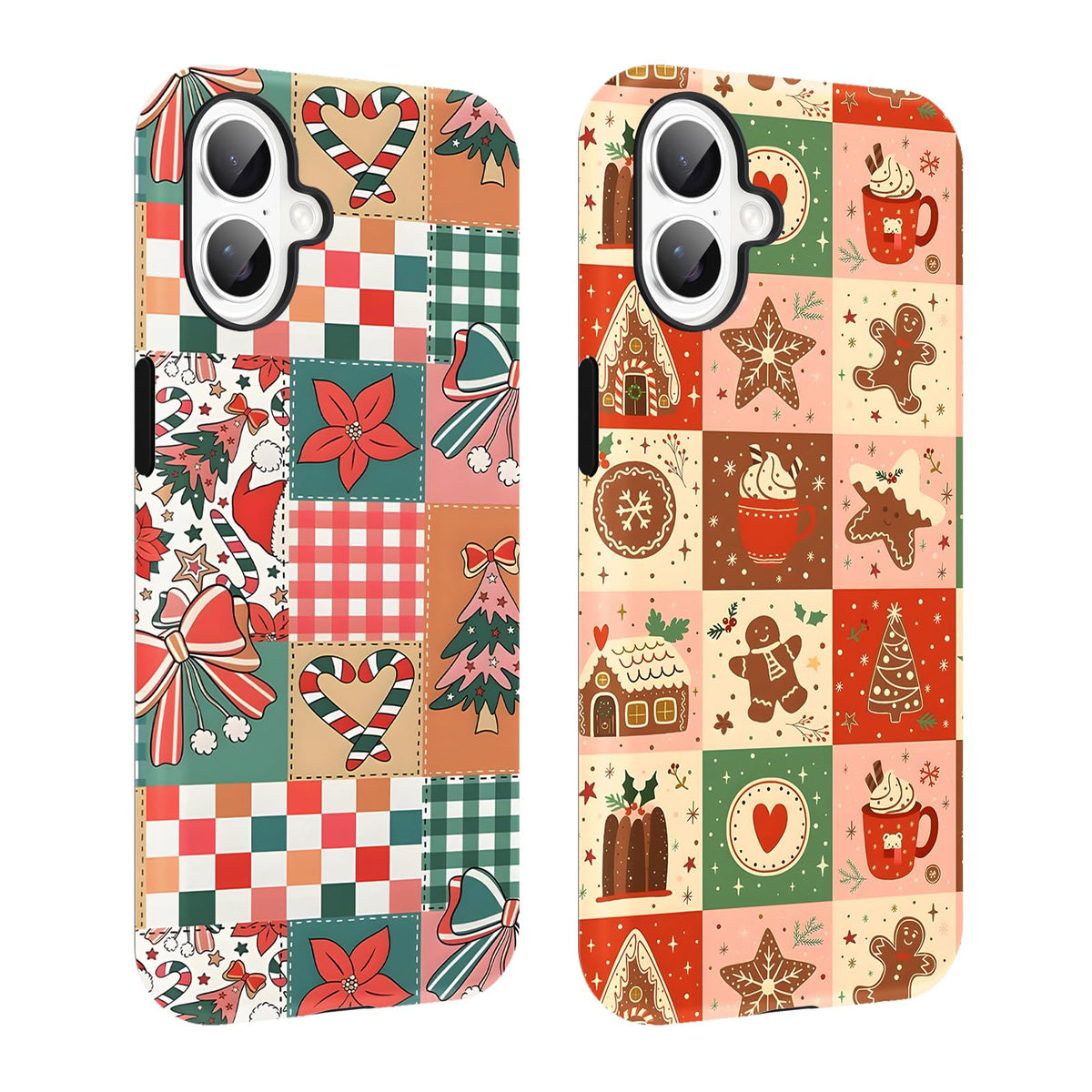 2 Pack Merry Christmas Tree Phone Case for iPhone 13 / iPhone 14 Case 6.1", Cute Xmas Snowflake Pattern Design Phone Cover Hard PC Shockproof Soft TPU Matte Protection Funda for Girls Women
