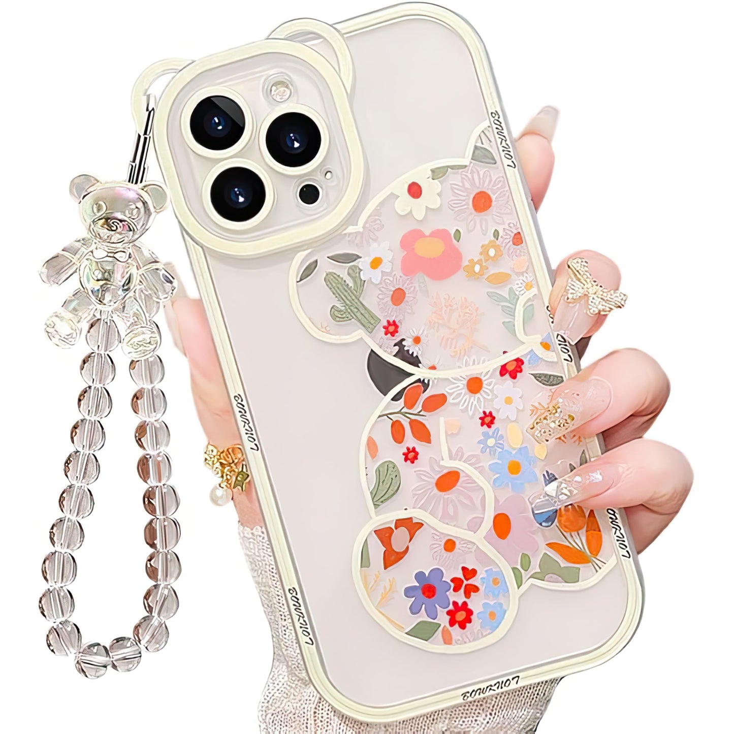 IAIYOXI 3D Cute Cartoon Bear Phone Case for iPhone 14 - Fashionable and Stylish - Funny Pink Bear Design - Soft TPU Protective Case - Kawaii Silicone Cover for Women, Girls, and Kids