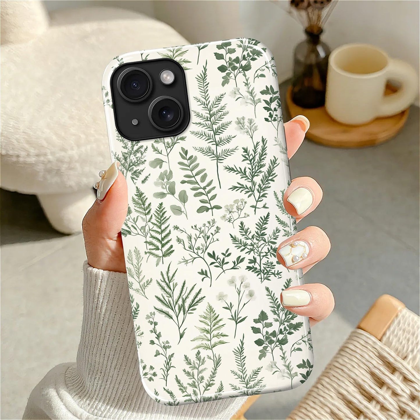 Compatible with iPhone 13 14 Case, Hybrid 2-Layer Case Shockproof Anti-Scratch for Girl Women Boy Men, Plant Collection for iPhone 13 14