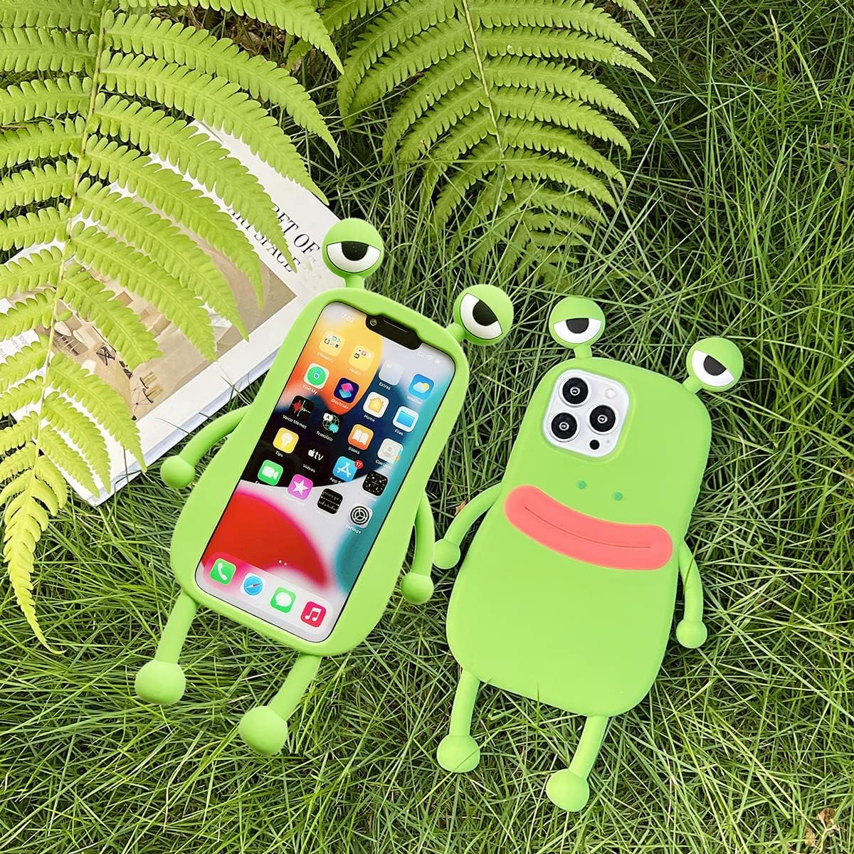 Yatchen Ugly Case Compatible with iPhone 15 Pro Max, Kawaii Phone Case 3D Cartoon Cute Frog Soft Silicone Unique Fun Cover Slim Fit Anti-Drop Protector for Women Girls Green