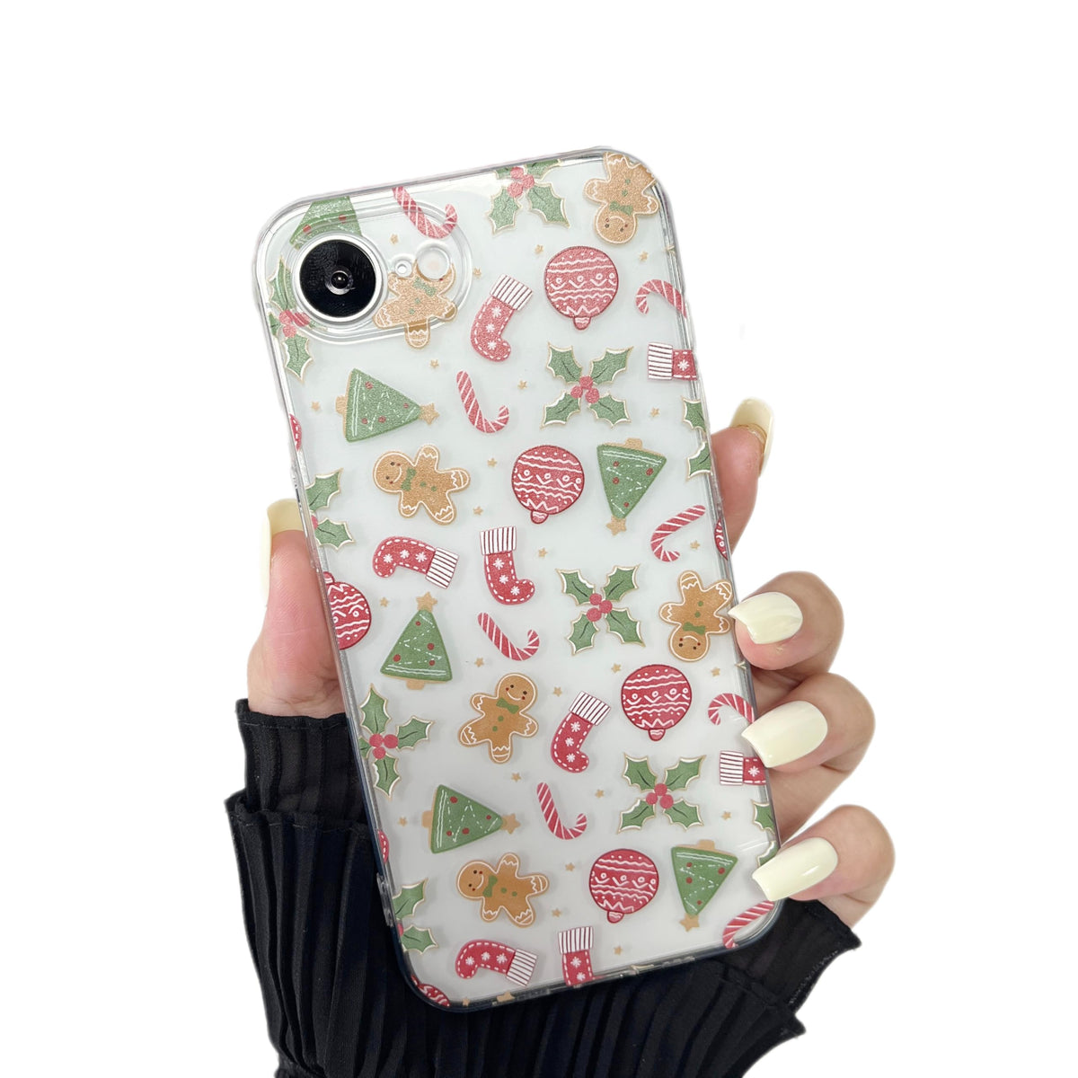 ZTOFERA Christmas Phone Case for iPhone 14 6.1 inch,Clear Cute Merry Christmas Pattern Phone Case Gifts Transparent Hard PC +TPU Bumper Shockproof Protective Cover-Gingerbread Man