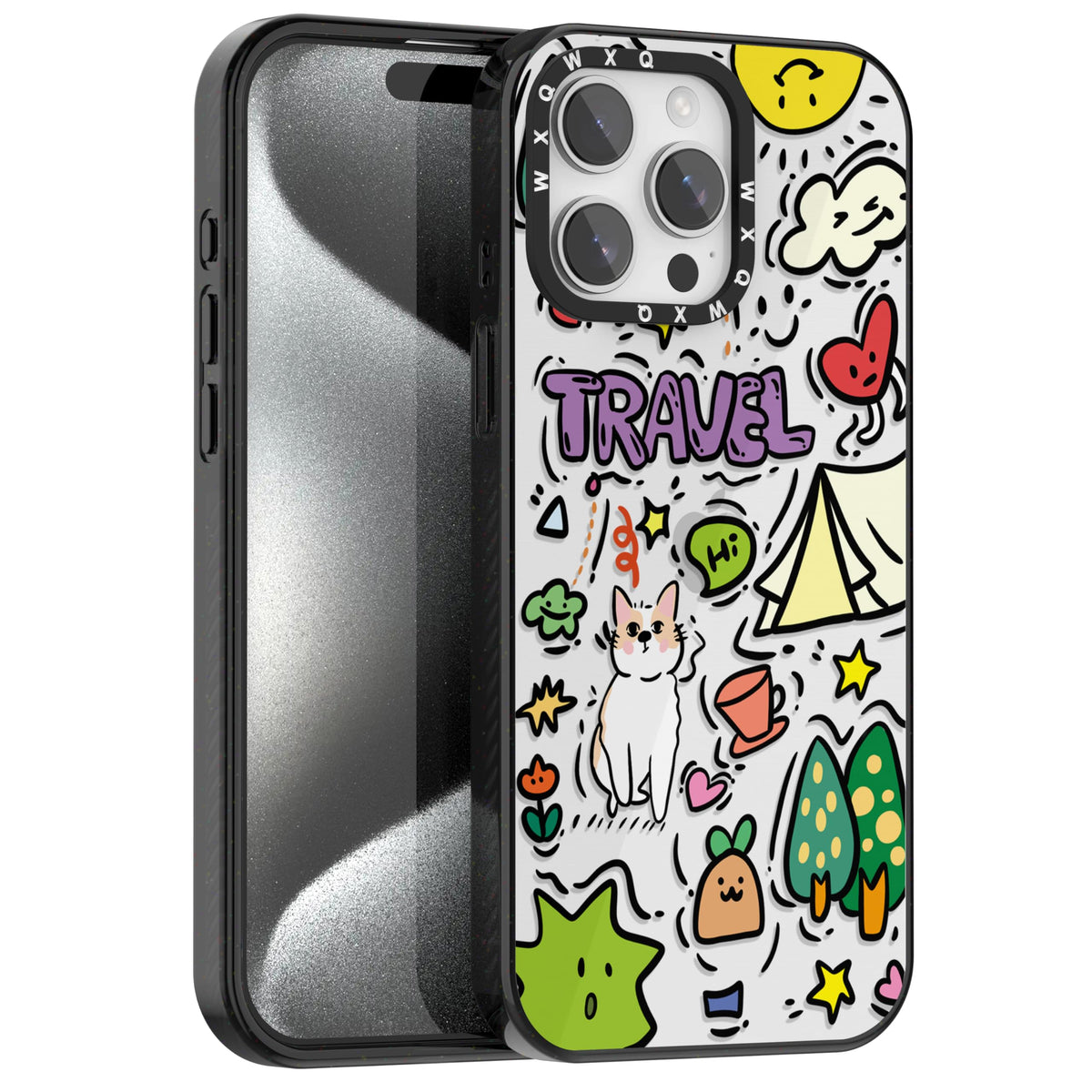 for iPhone 16 pro max Graffiti of Cartoon Animal Clear Phone Case | TPU+PC Premium Painted Anti-Drop Phone Case Superior Shock Absorption Military-Grade Drop Protection cover