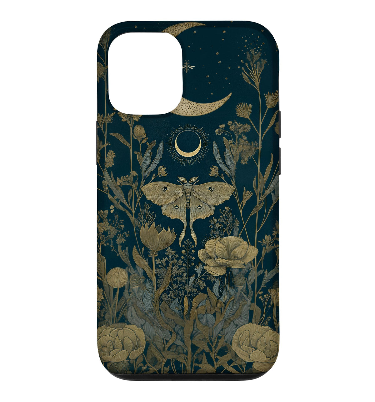 Luna Moth Wildflower Plant Pattern Sage Green Celestial Case for iPhone 13