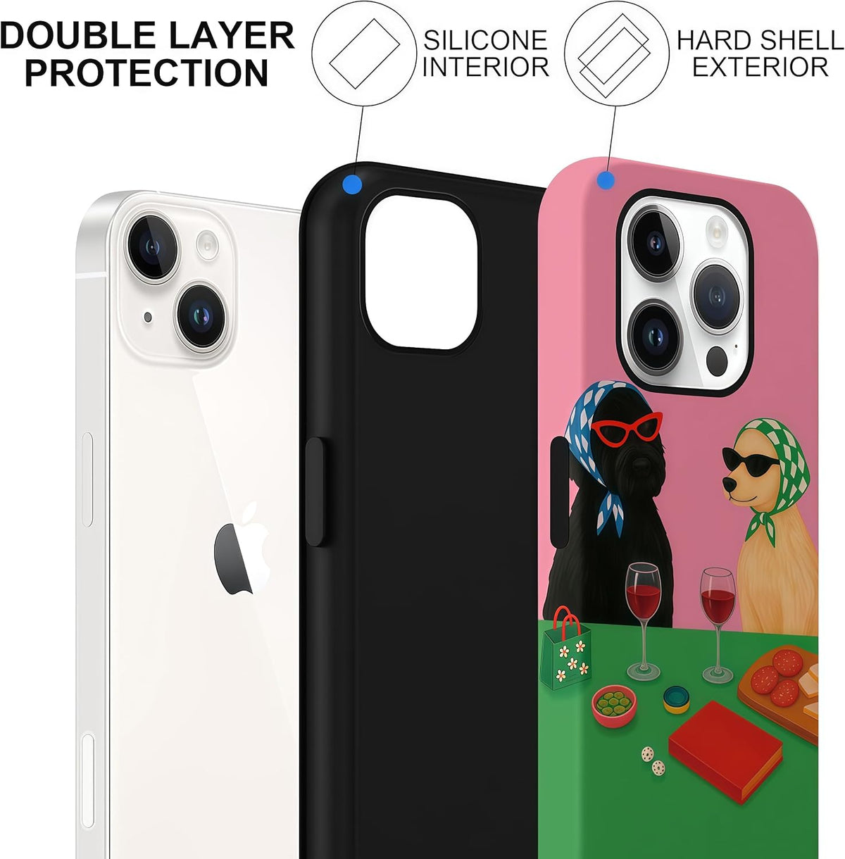 Candlelight Dinner Dog Case for iPhone 12/12 Pro | Hard Hybrid 2-Layer Design, Protective Scratch Resistant Cover for Women Girls