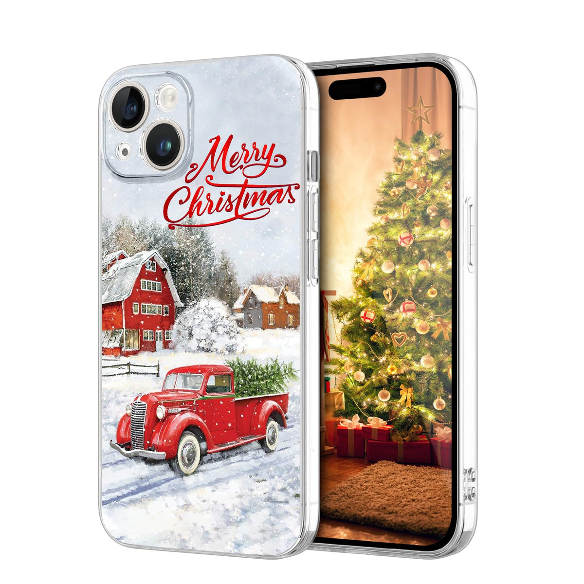 Newseego for iPhone 16 Case, Cute Red Car Pattern Merry Christmas Phone Case for Women Girls Children Anti-Yellow Soft TPU Bumper Shockproof Protective Cover for iPhone 16