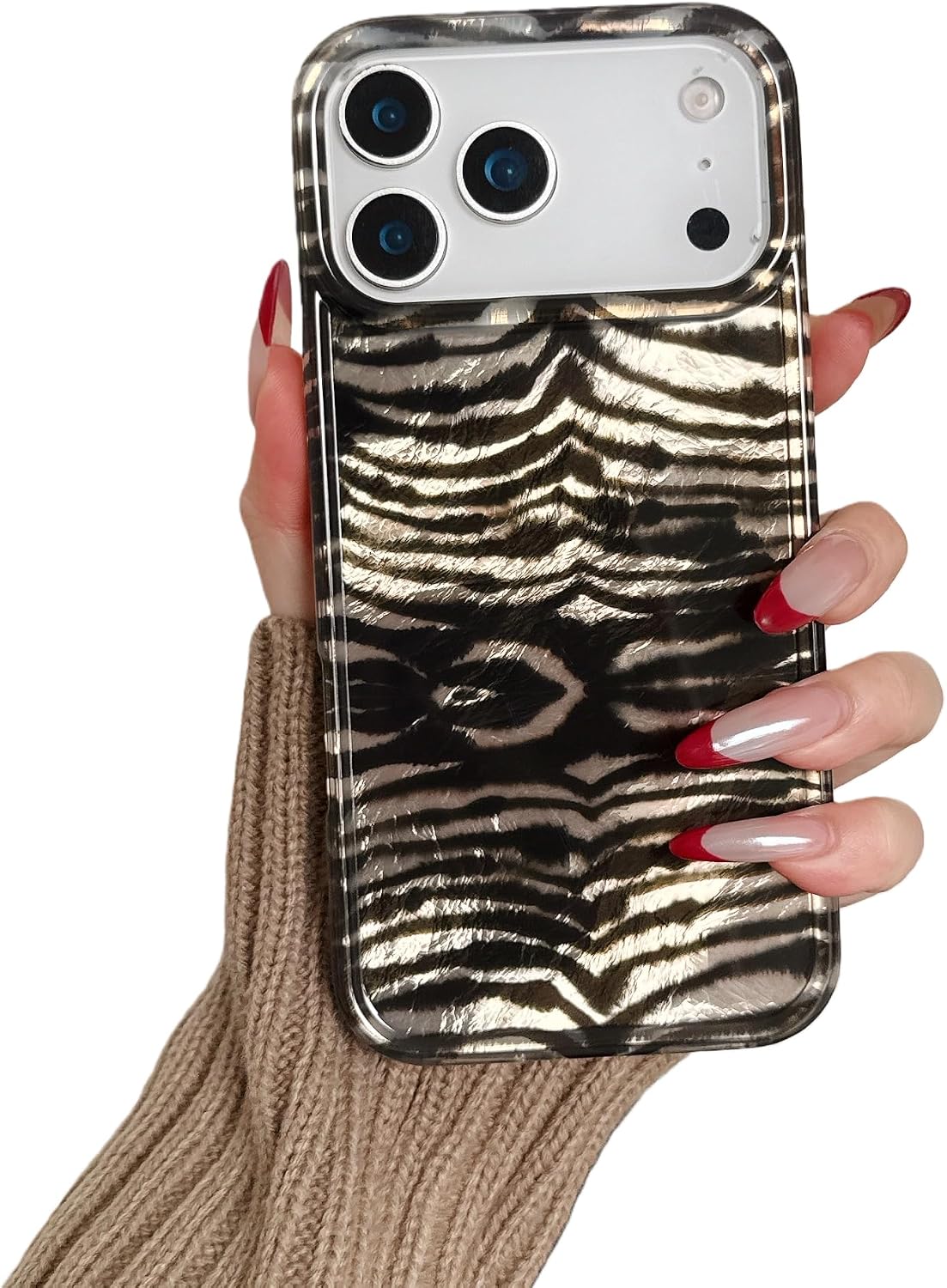 for iPhone 17 Pro Glitter Leopard Print Phone Case, Sparkly Cheetah Animal Pattern Clear Soft TPU Shockproof Protective Cover for Women Girls (Zebra Stripe, for iPhone 17 Pro)