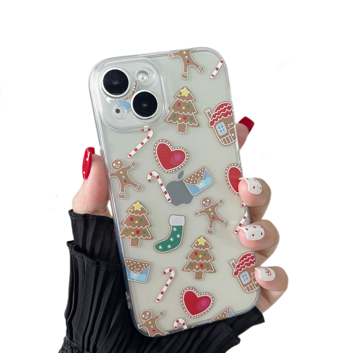 ZTOFERA Christmas Phone Case for iPhone 14 6.1 inch,Clear Cute Merry Christmas Pattern Phone Case Gifts Transparent Hard PC +TPU Bumper Shockproof Protective Cover-Gingerbread Man